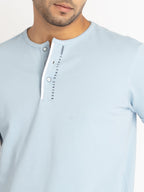 Mens Solid Henley Neck T-Shirt