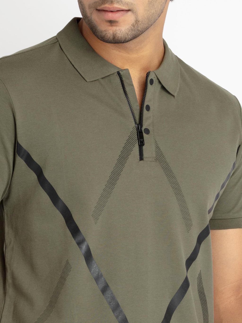 Mens Front Printed Polo T-Shirt