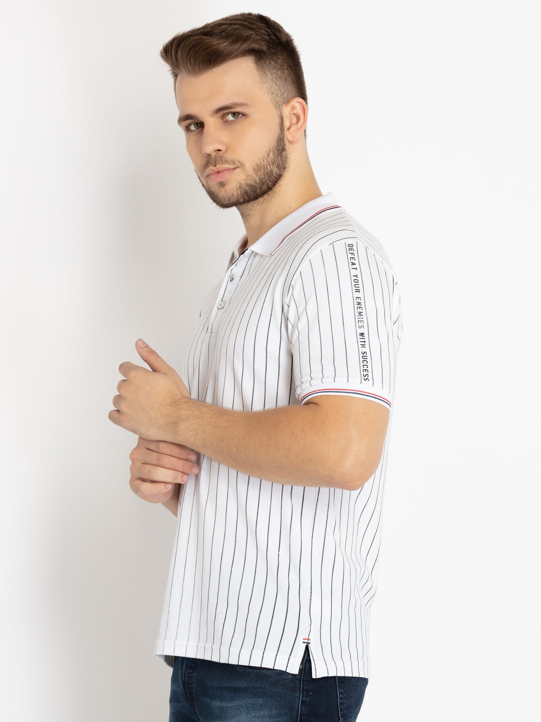 Mens Striped Polo T-shirt