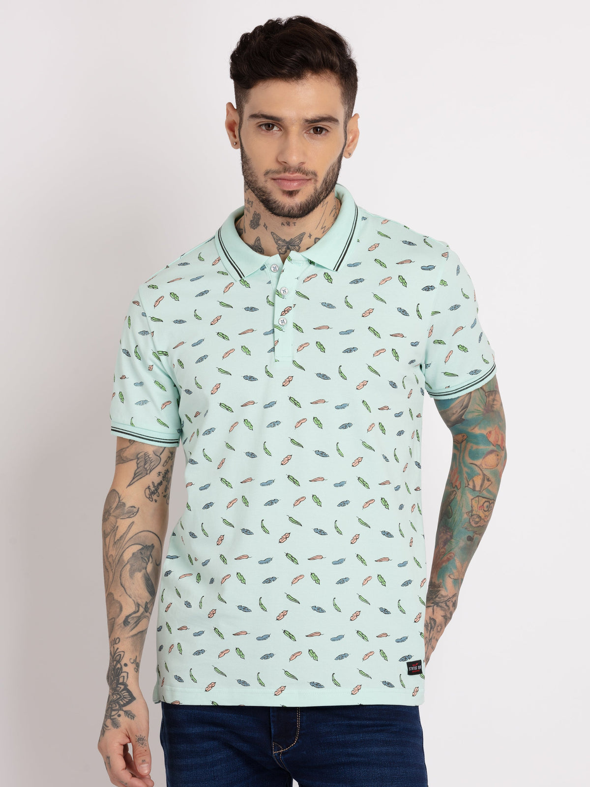 Printed polo t shirt