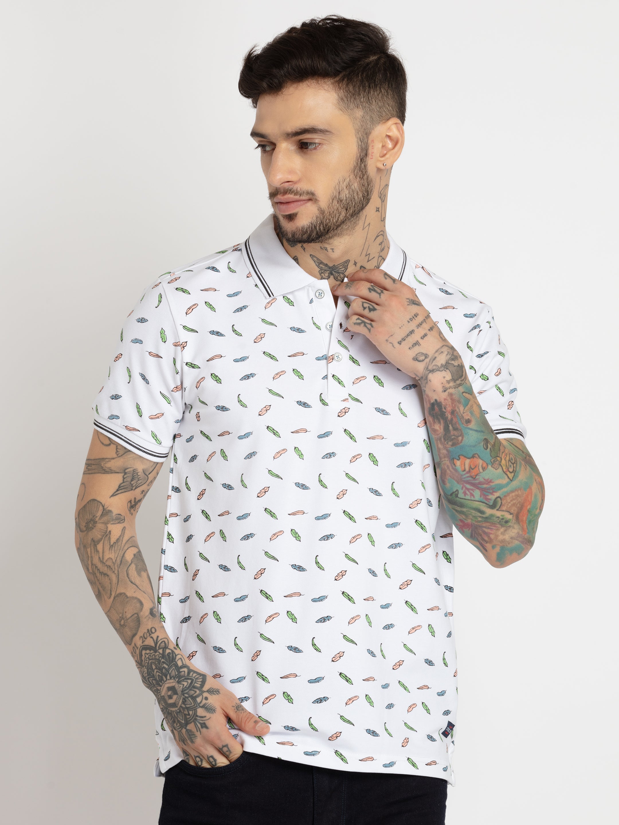 Printed polo t shirt
