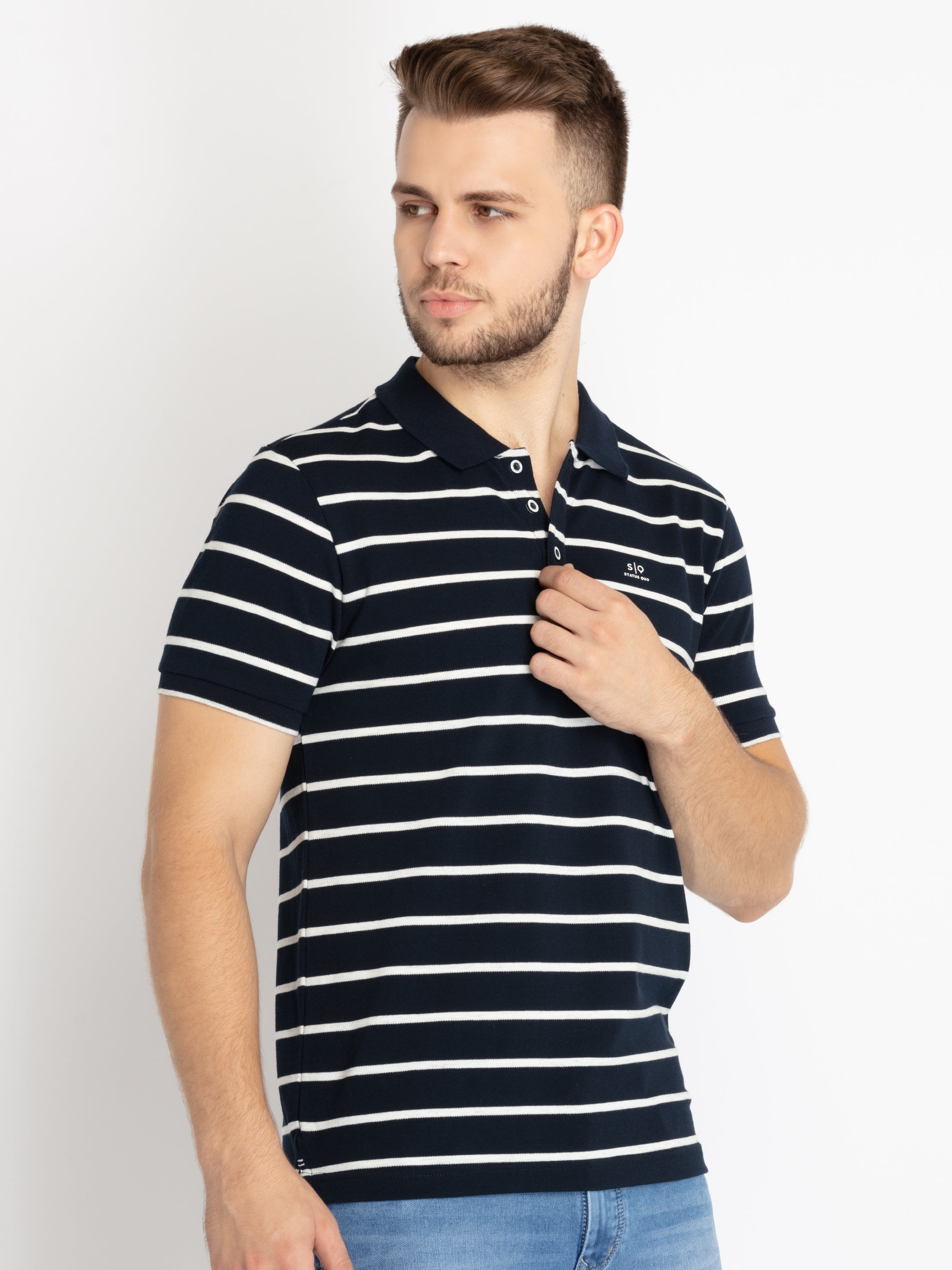 Mens Striped Polo T-shirt