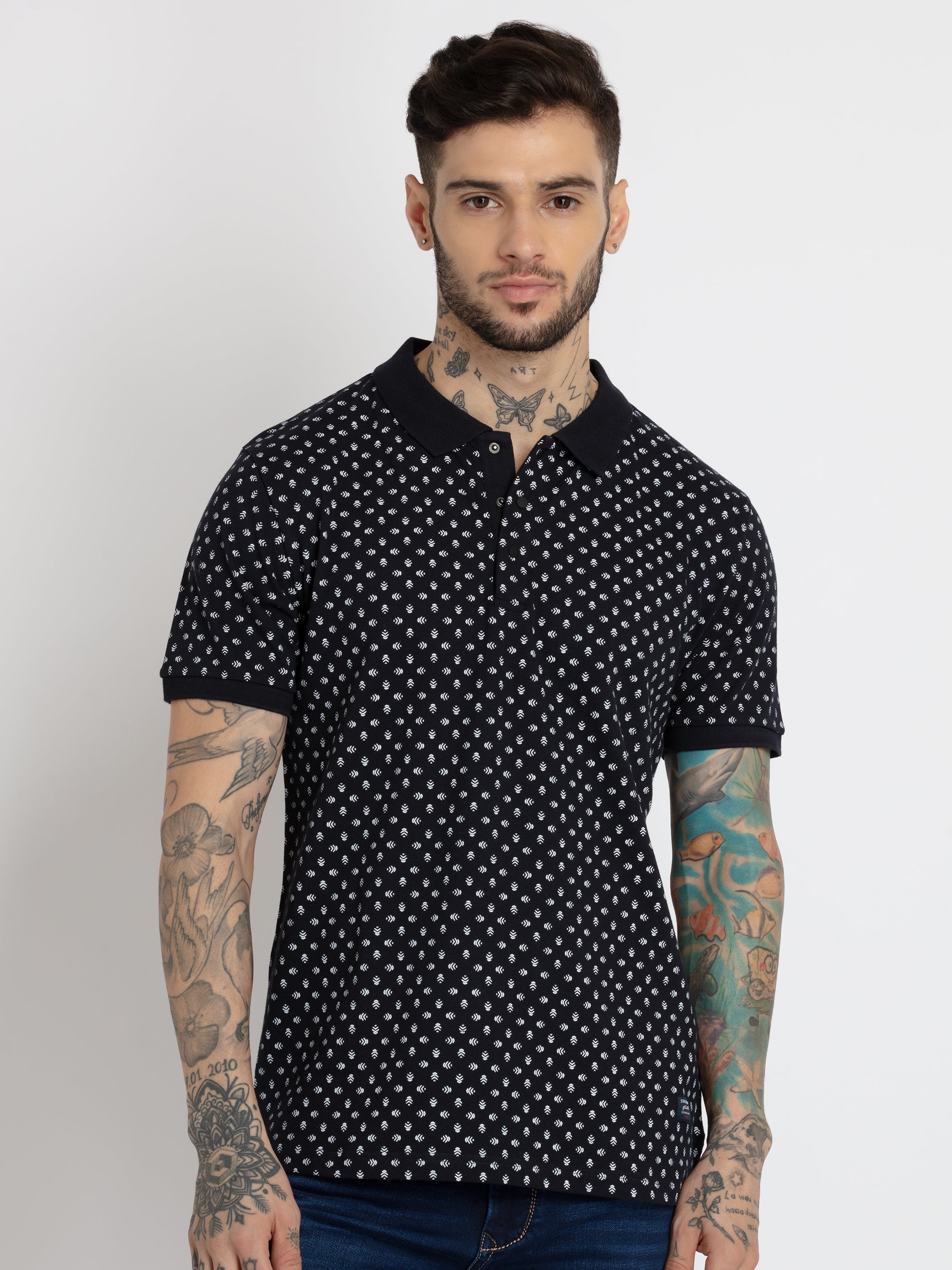 Printed polo t shirt