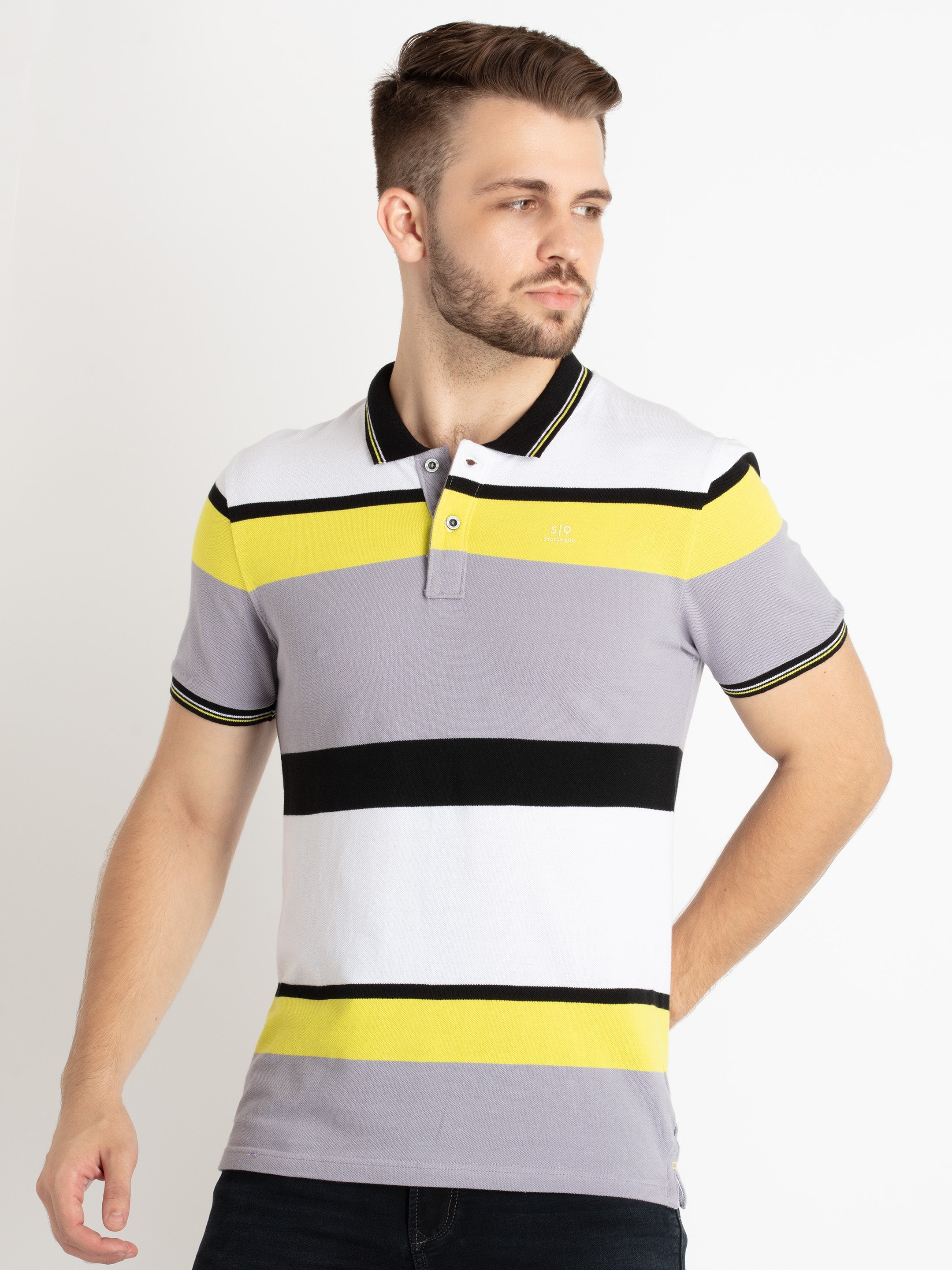 Mens Striped Polo T-Shirt Secondary image