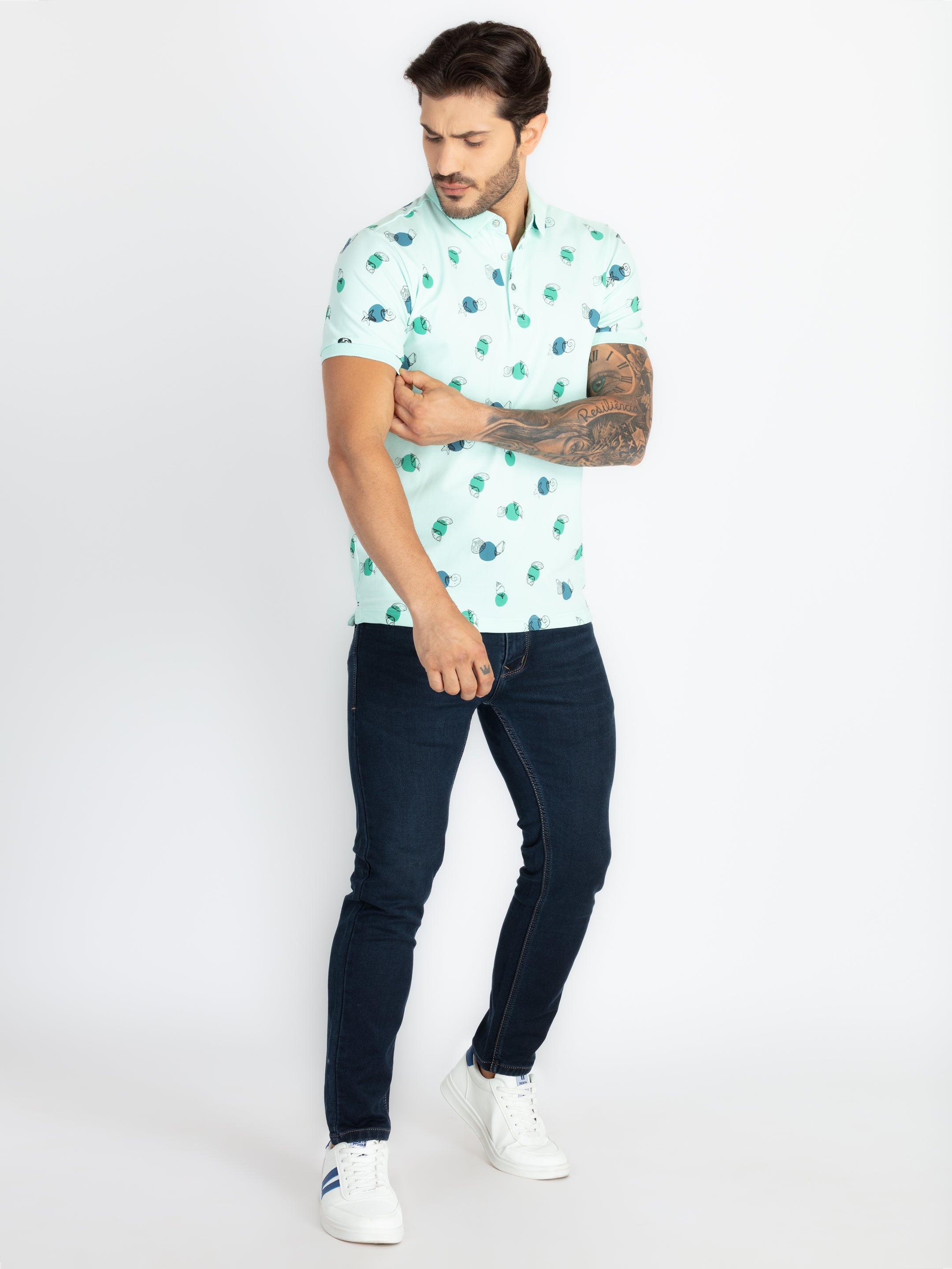 Mens All Over Printed Polo T-Shirt