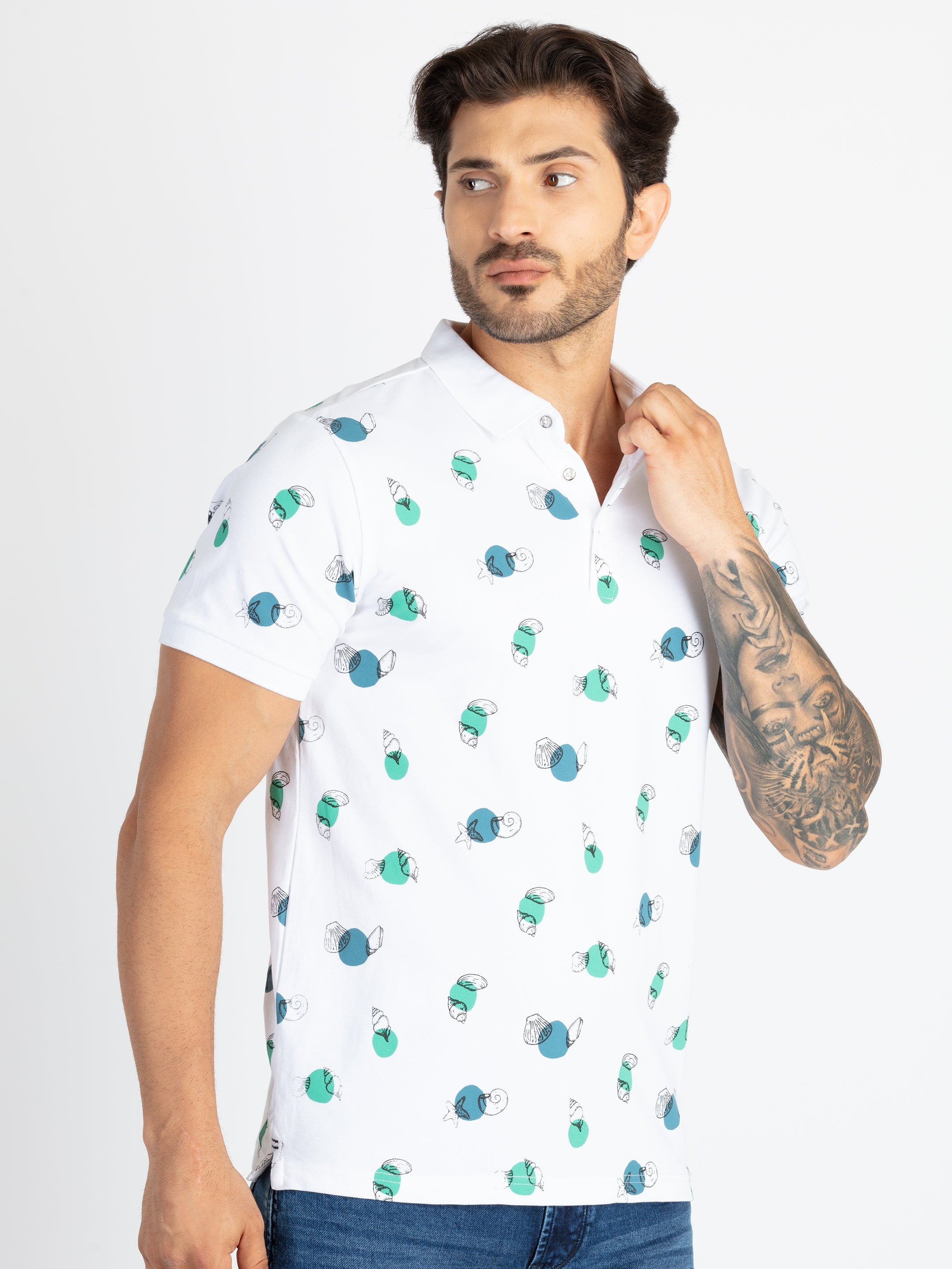 Mens All Over Printed Polo T-Shirt