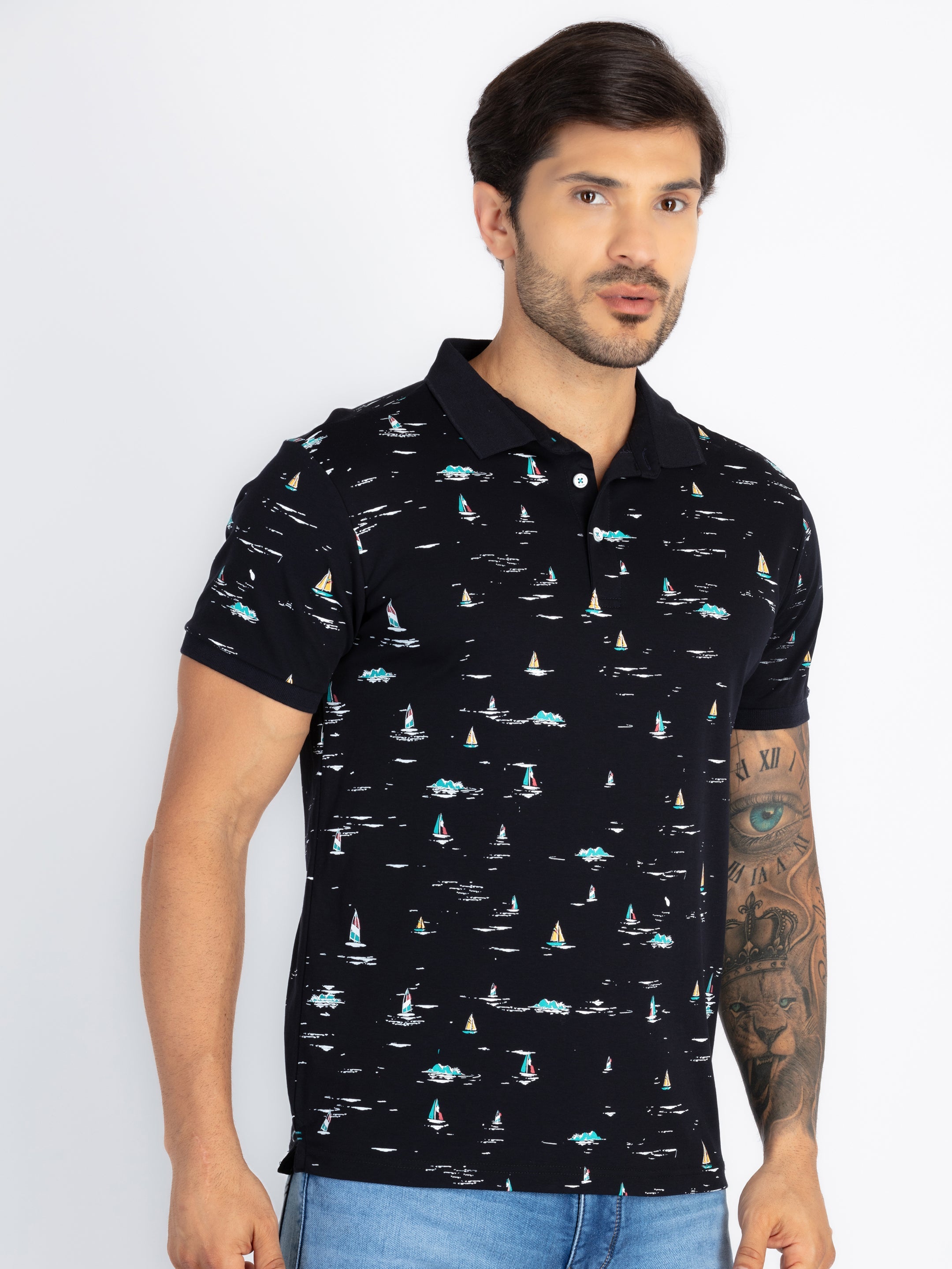 Mens All Over Printed Polo T-Shirt
