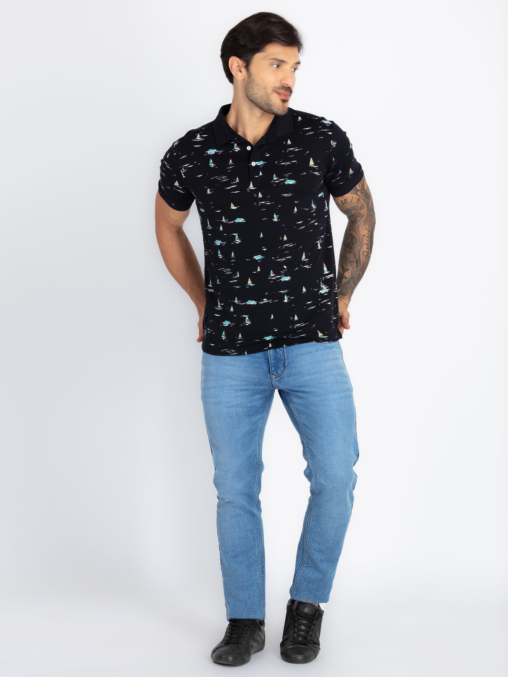Mens All Over Printed Polo T-Shirt