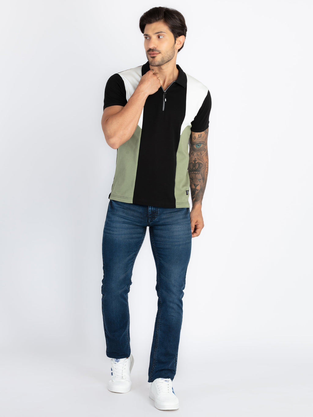 Mens Colourblock Polo T-Shirt
