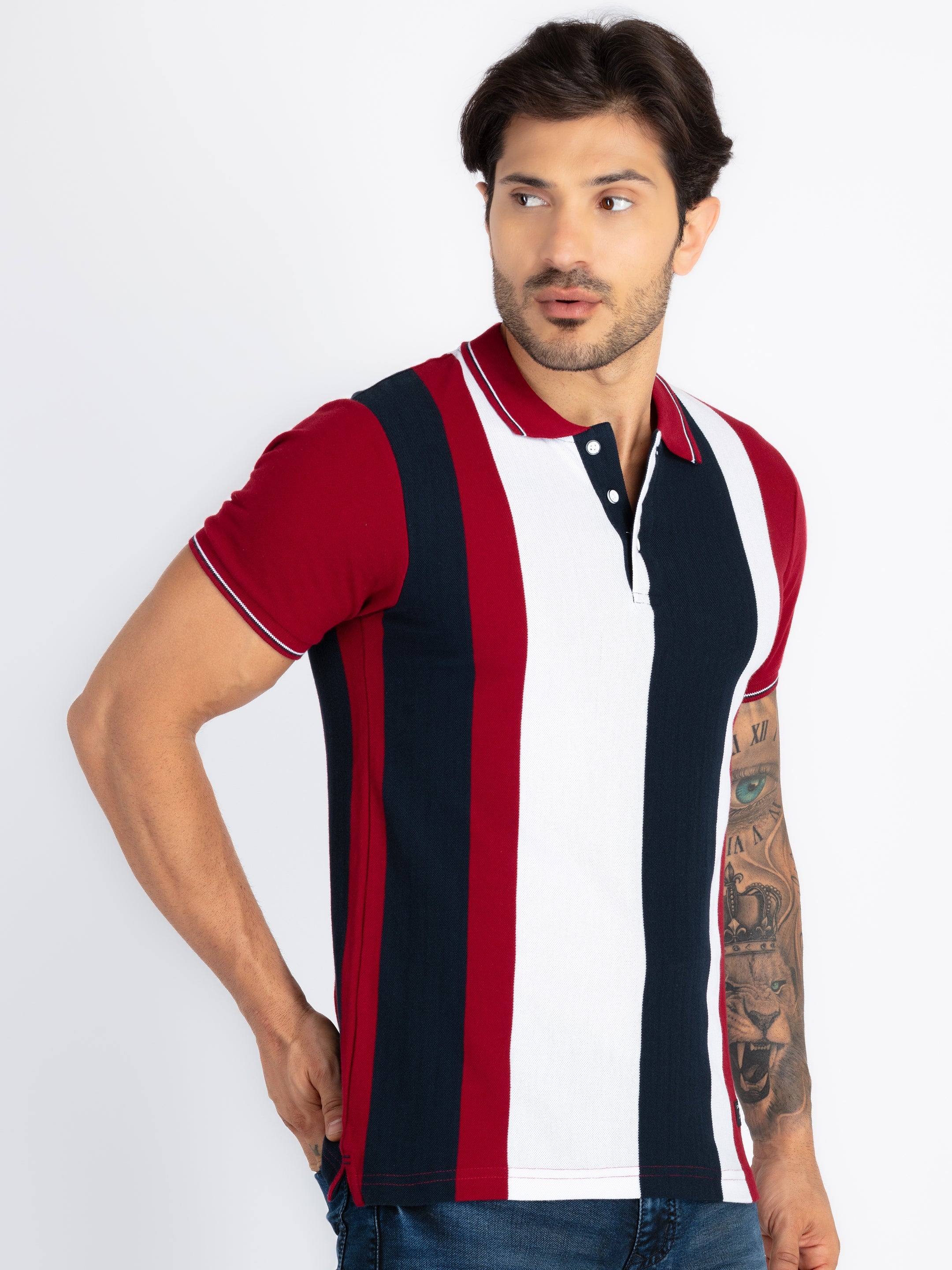 Mens Colourblock Polo T-Shirt
