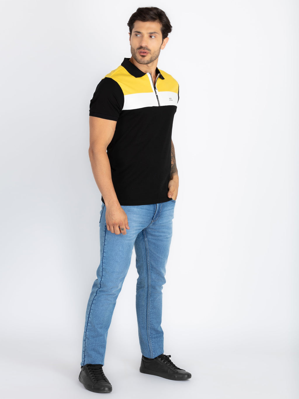 Mens Colourblock Polo T-Shirt