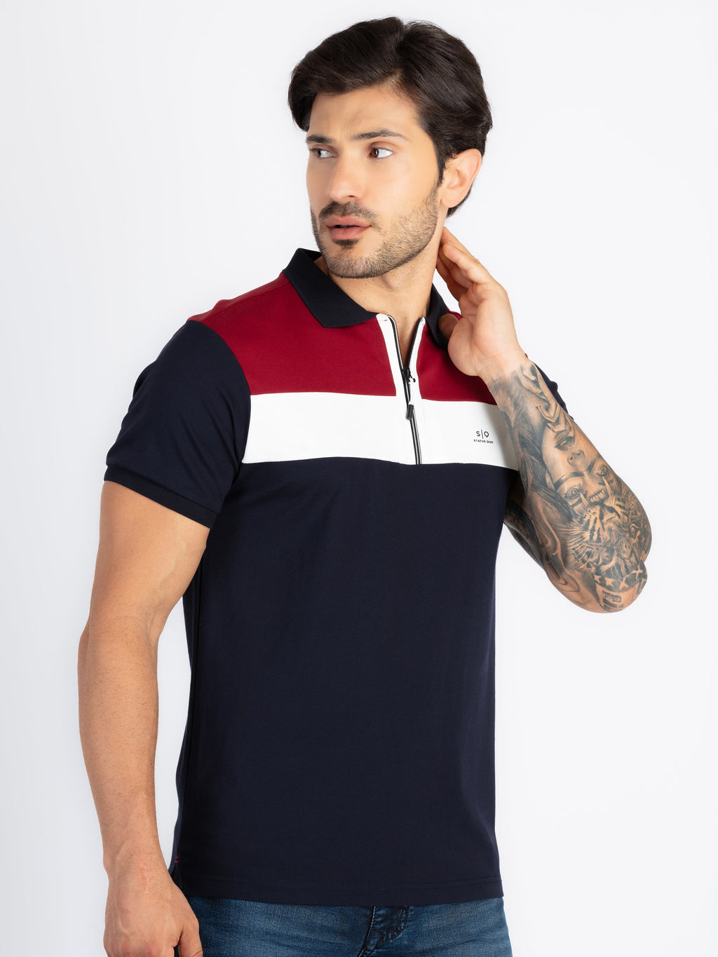 Mens Colourblock Polo T-Shirt