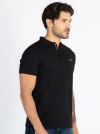Mens Solid Mandarin Collar T-Shirt