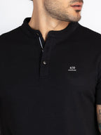 Mens Solid Mandarin Collar T-Shirt