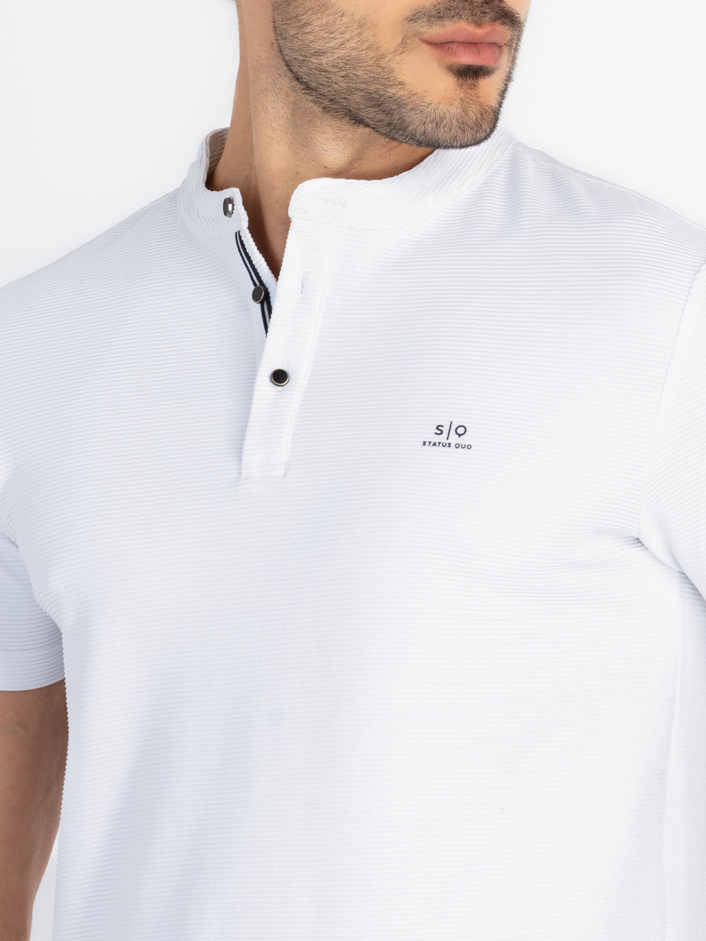 Mens Solid Mandarin Collar T-Shirt