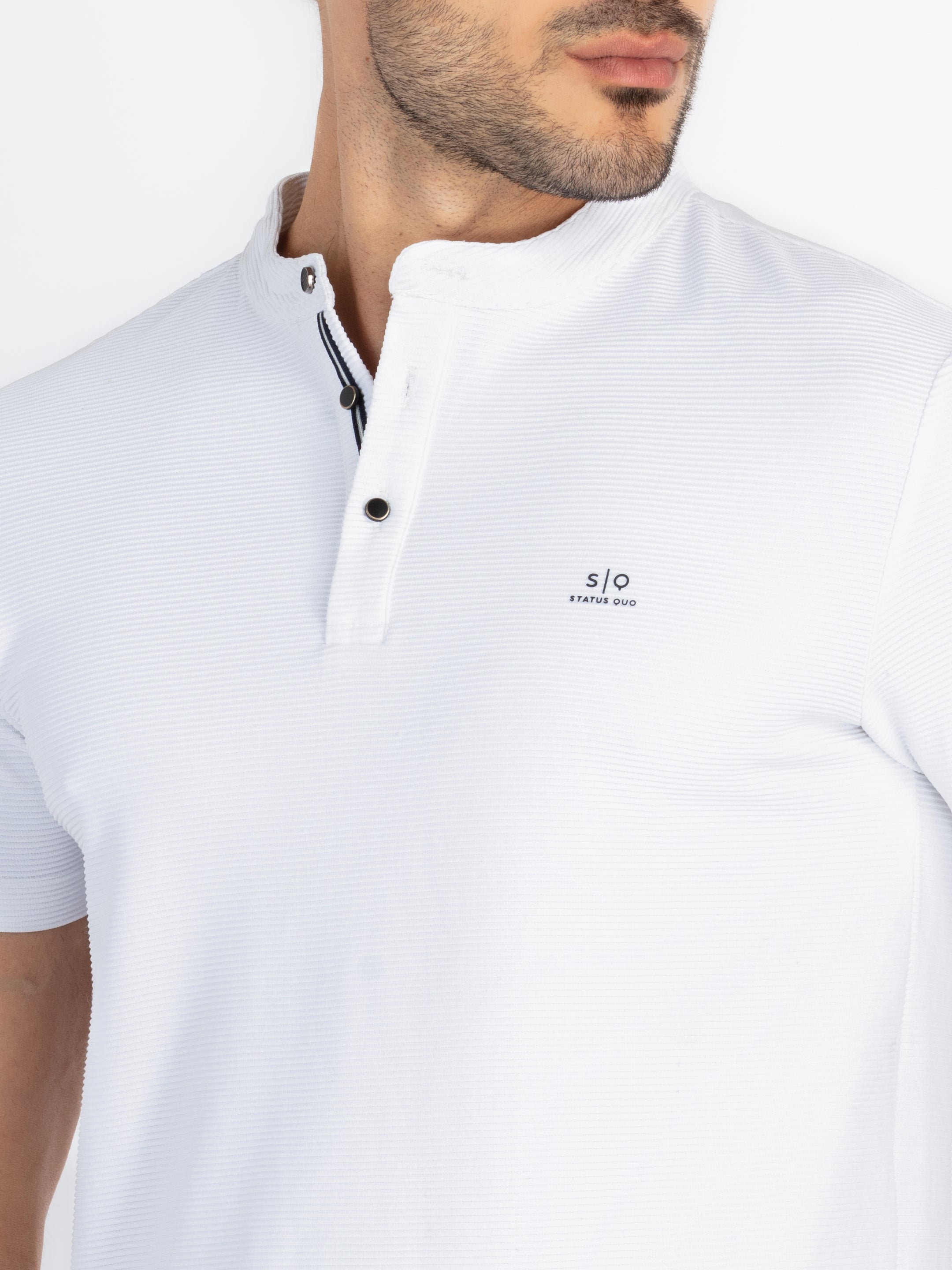 Mens Solid Mandarin Collar T-Shirt