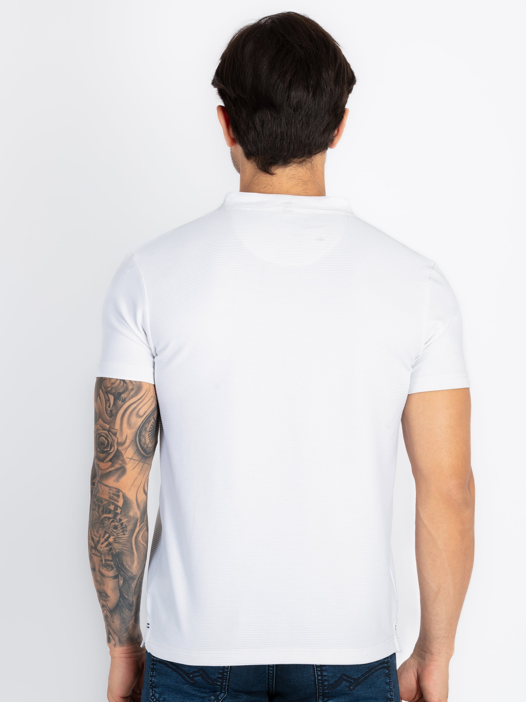 Mens Solid Mandarin Collar T-Shirt