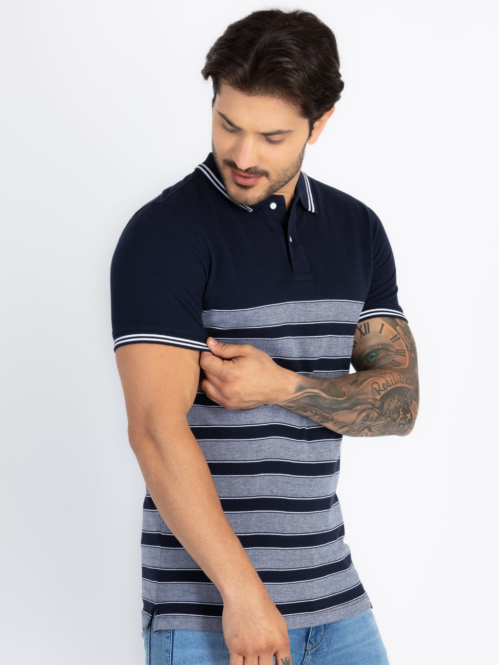 Mens Colourblock Polo T-Shirt