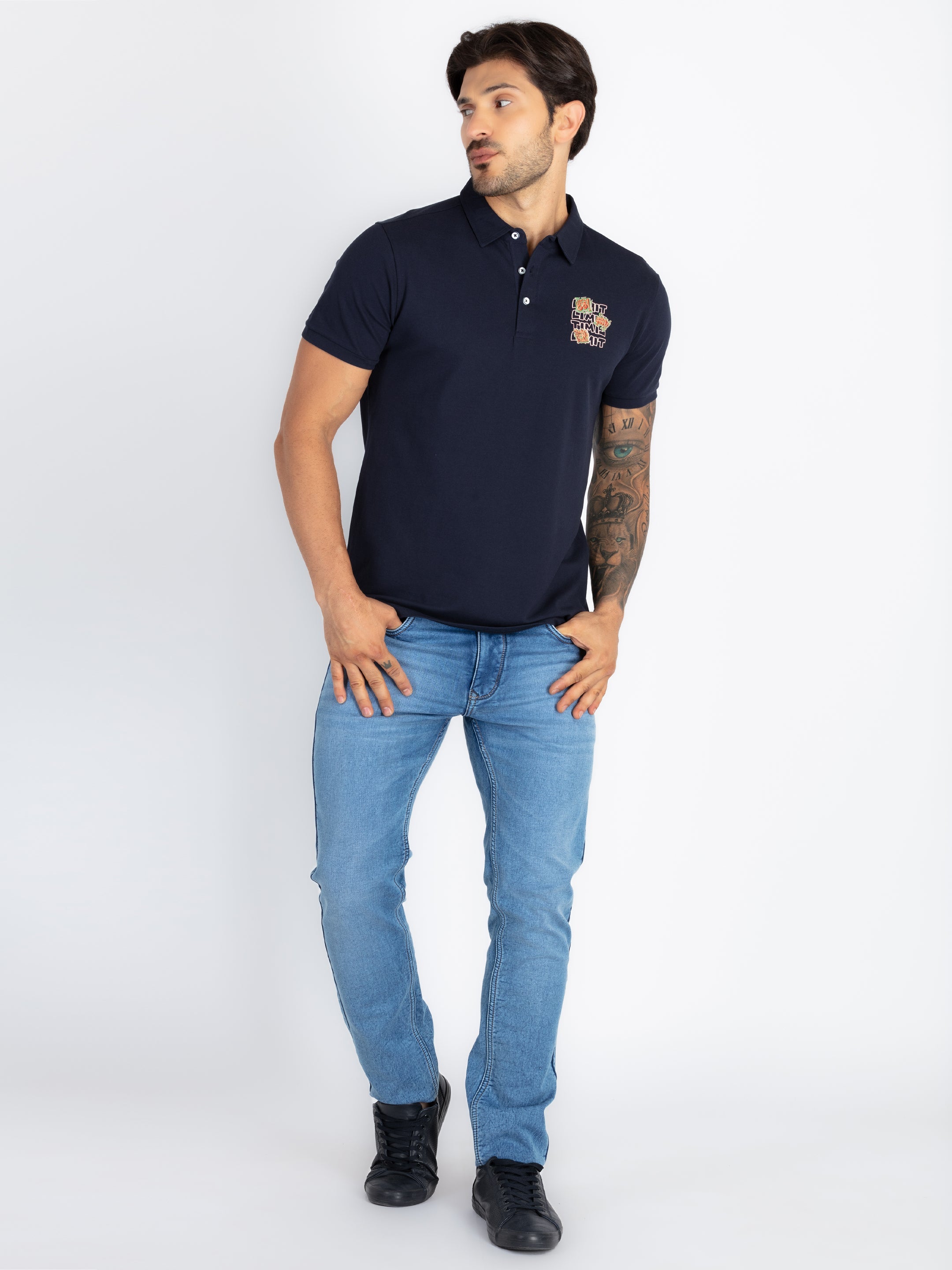 Mens Front & Back Printed Polo T-Shirt