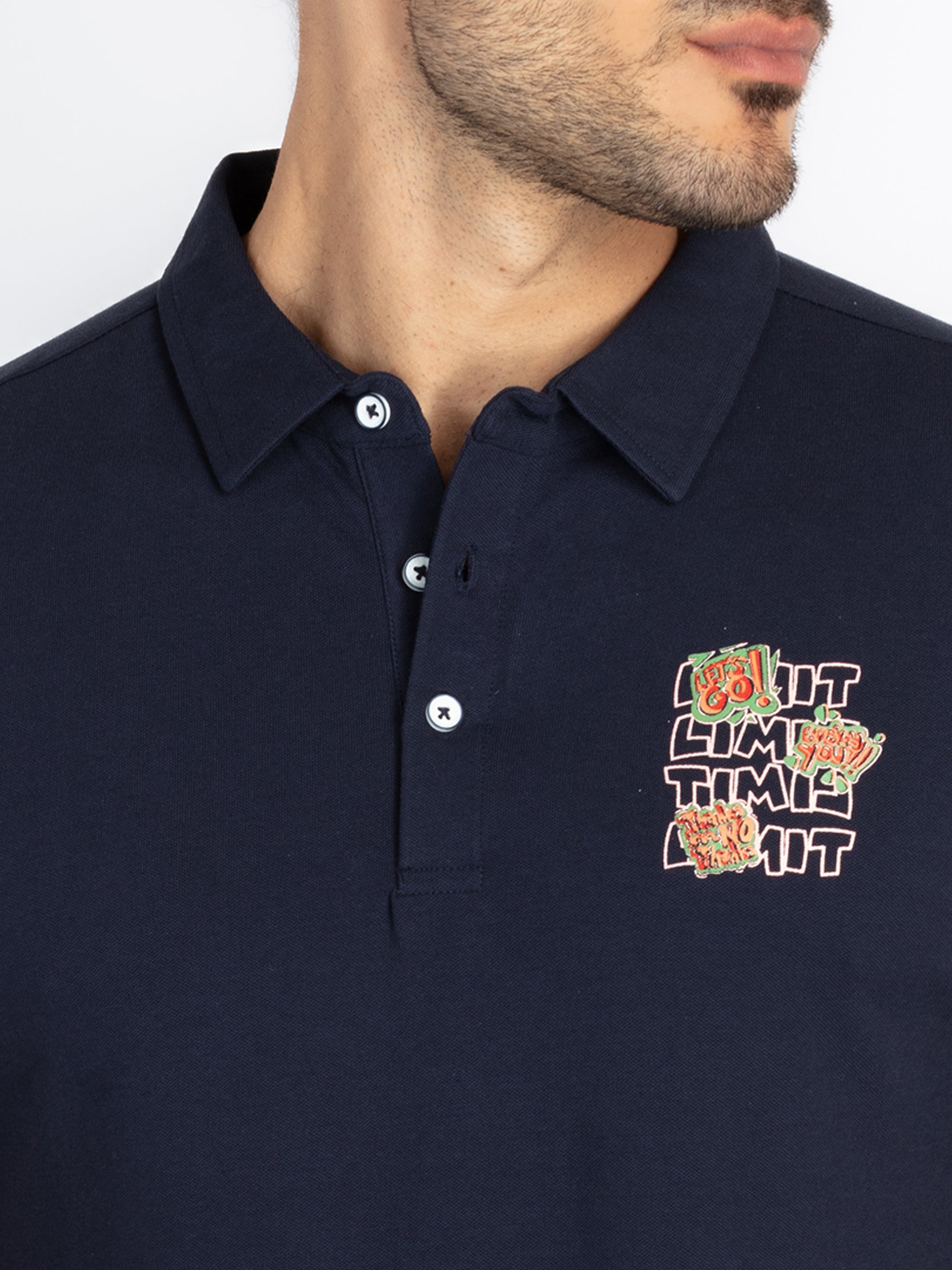 Mens Front & Back Printed Polo T-Shirt