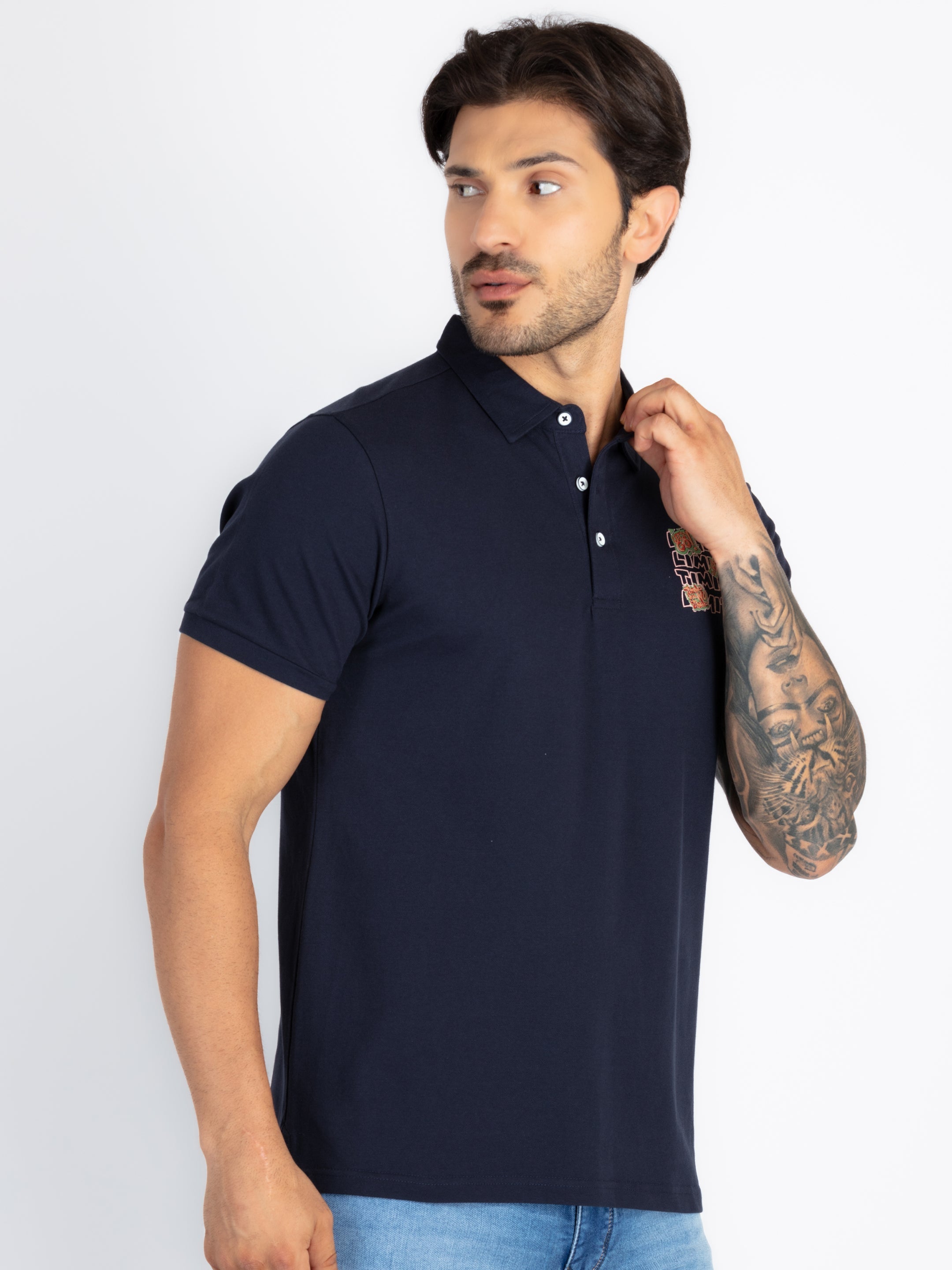 Mens Front & Back Printed Polo T-Shirt