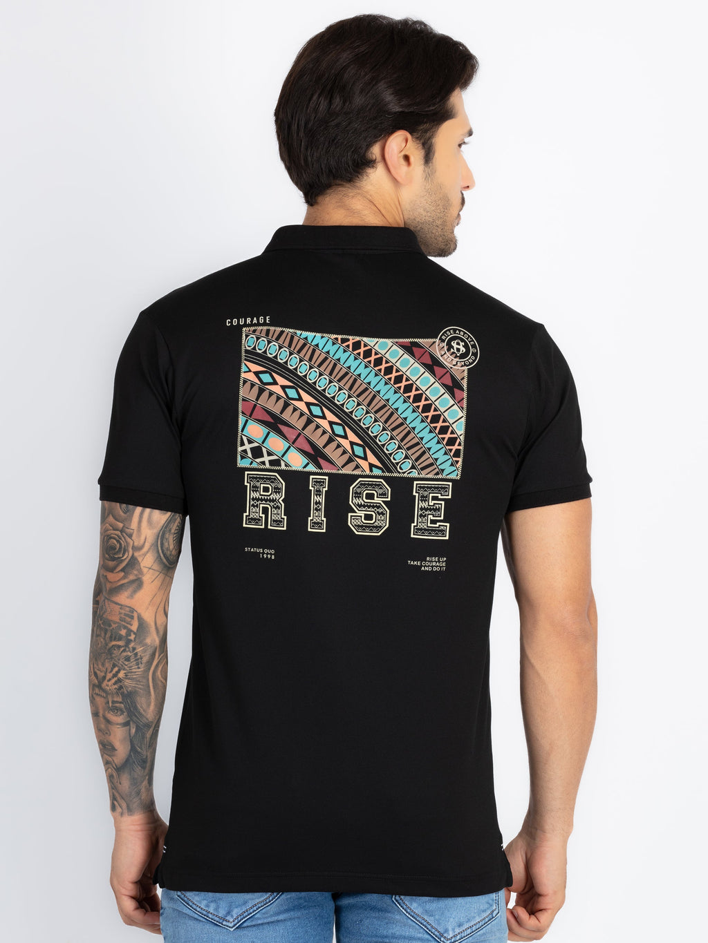 Mens Front & Back Printed Polo T-Shirt