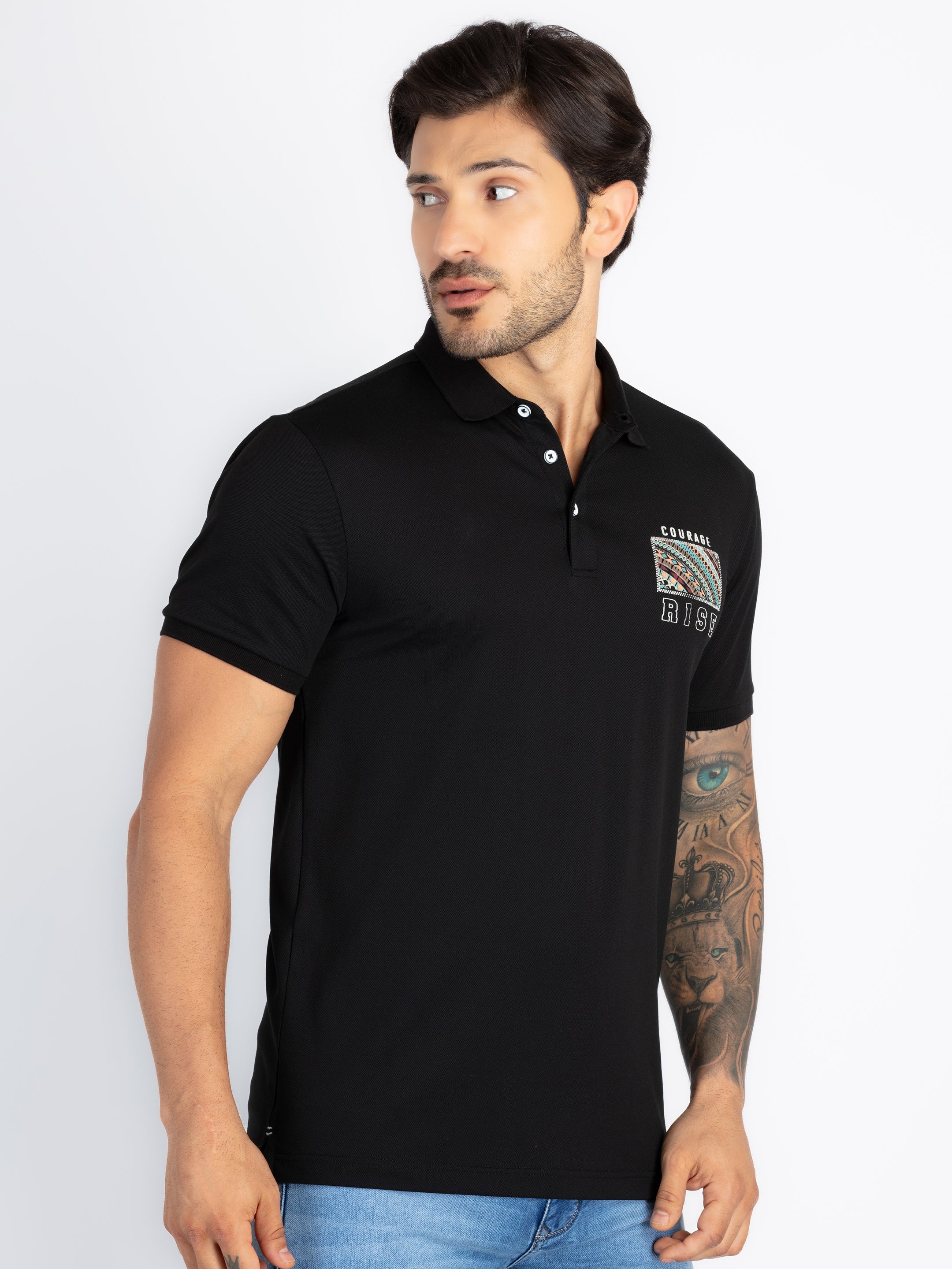 Mens Front & Back Printed Polo T-Shirt