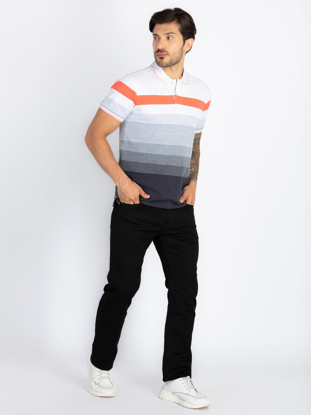 Mens Striped Polo T-Shirt