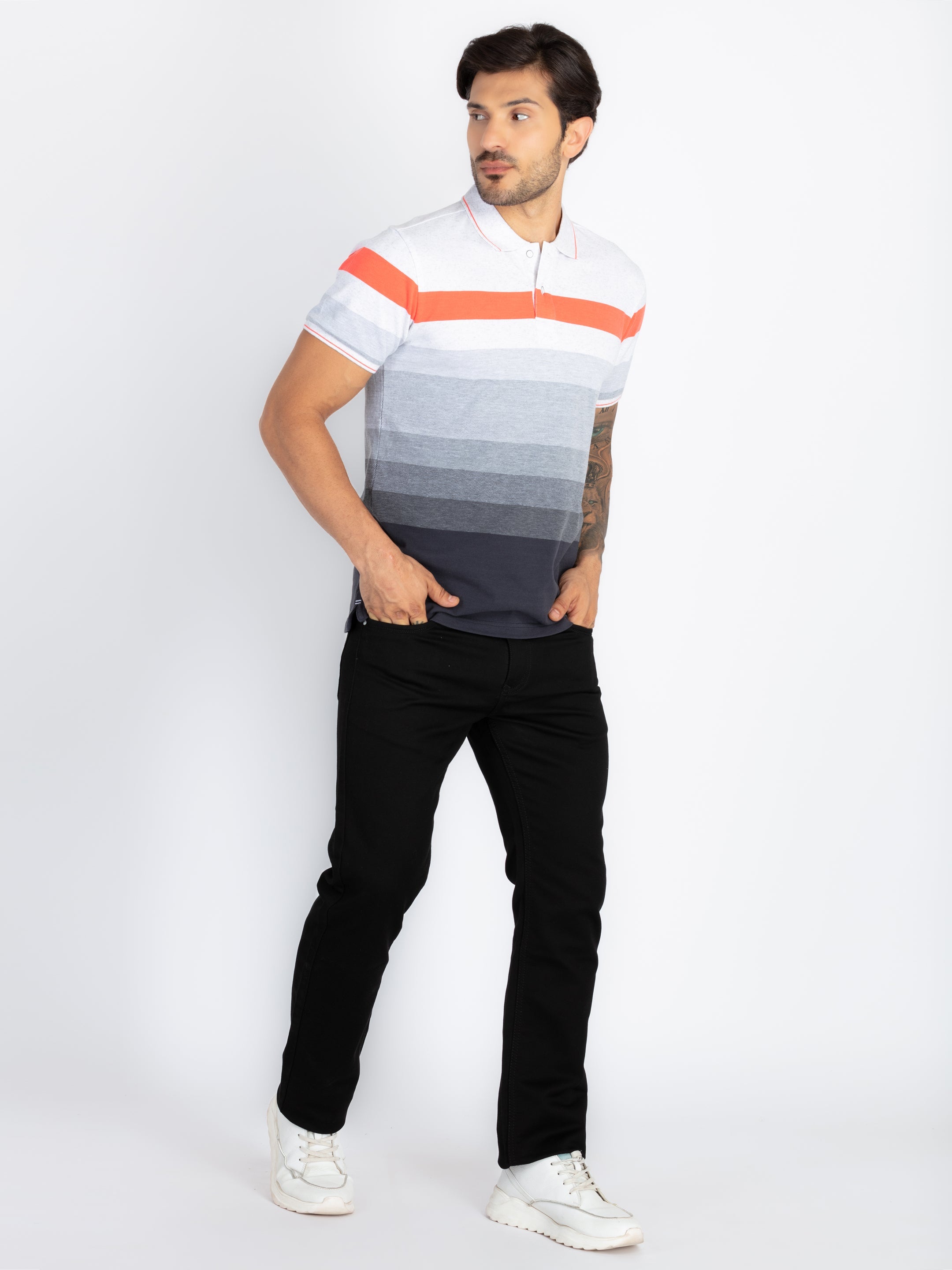 Mens Striped Polo T-Shirt