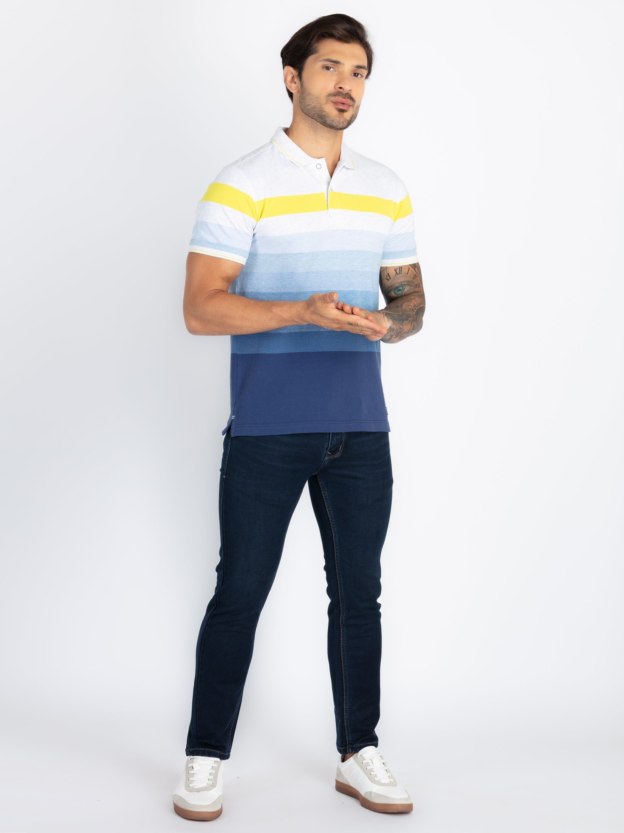 Mens Striped Polo T-Shirt