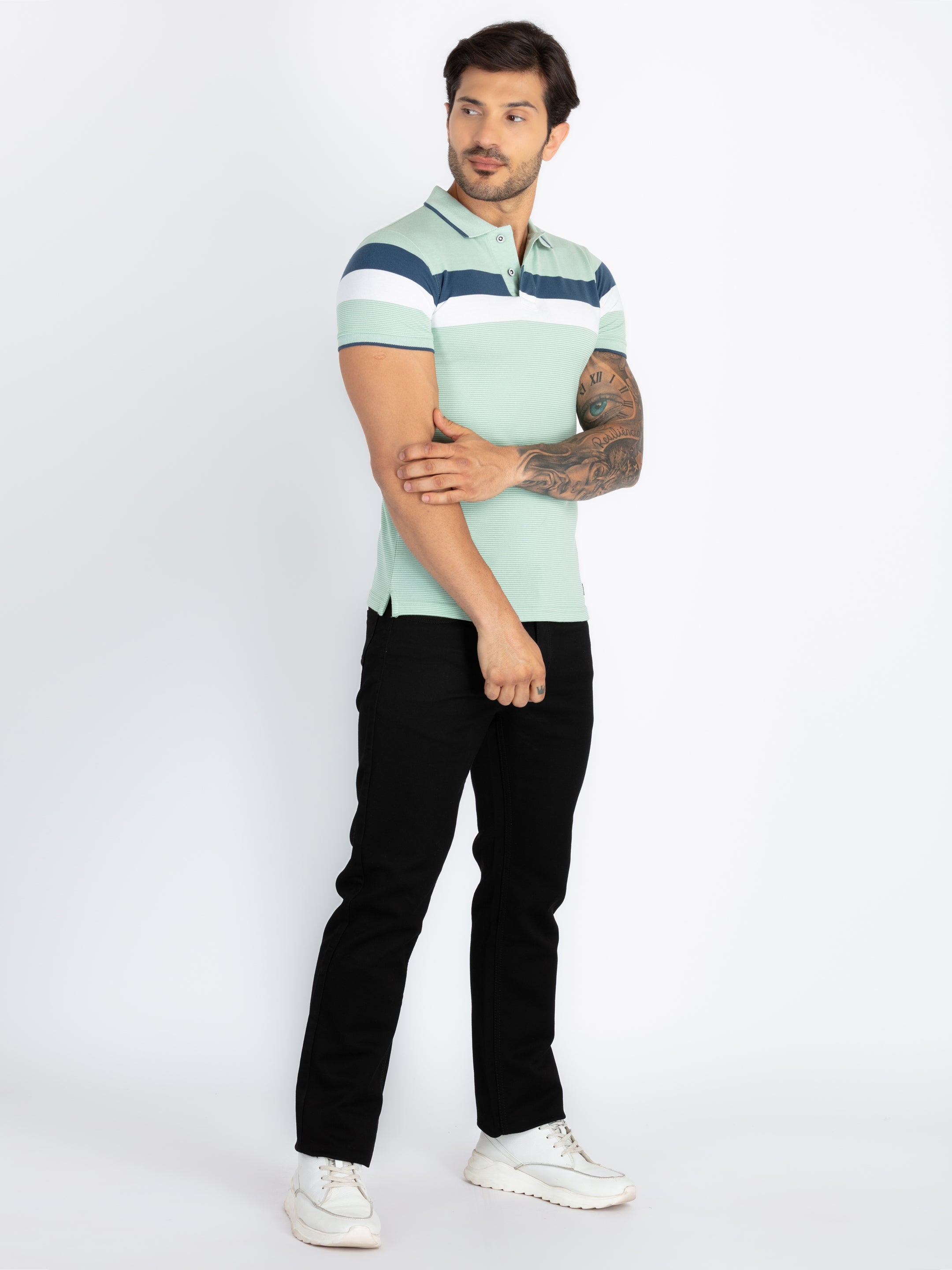 Mens Colourblock Polo T-Shirt