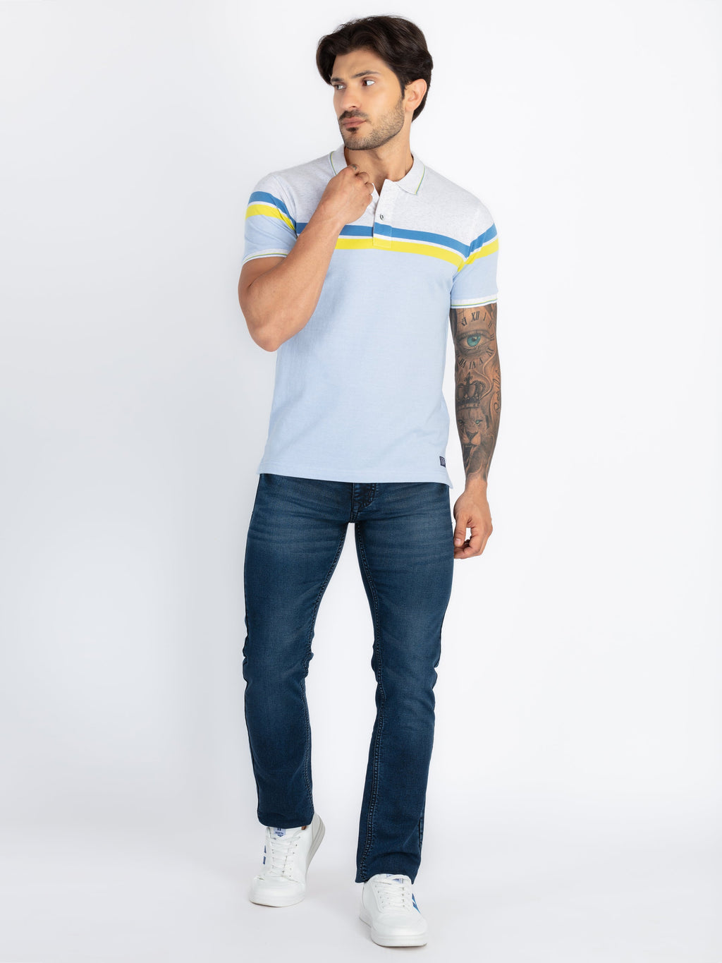 Mens Colourblock Polo T-Shirt