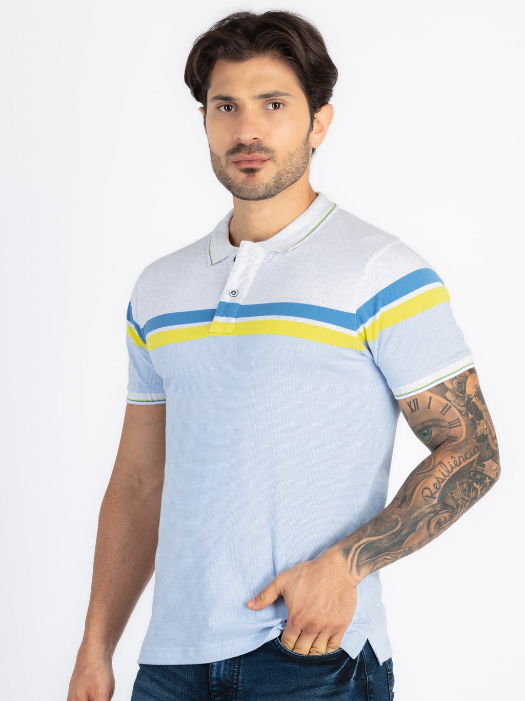 Mens Colourblock Polo T-Shirt