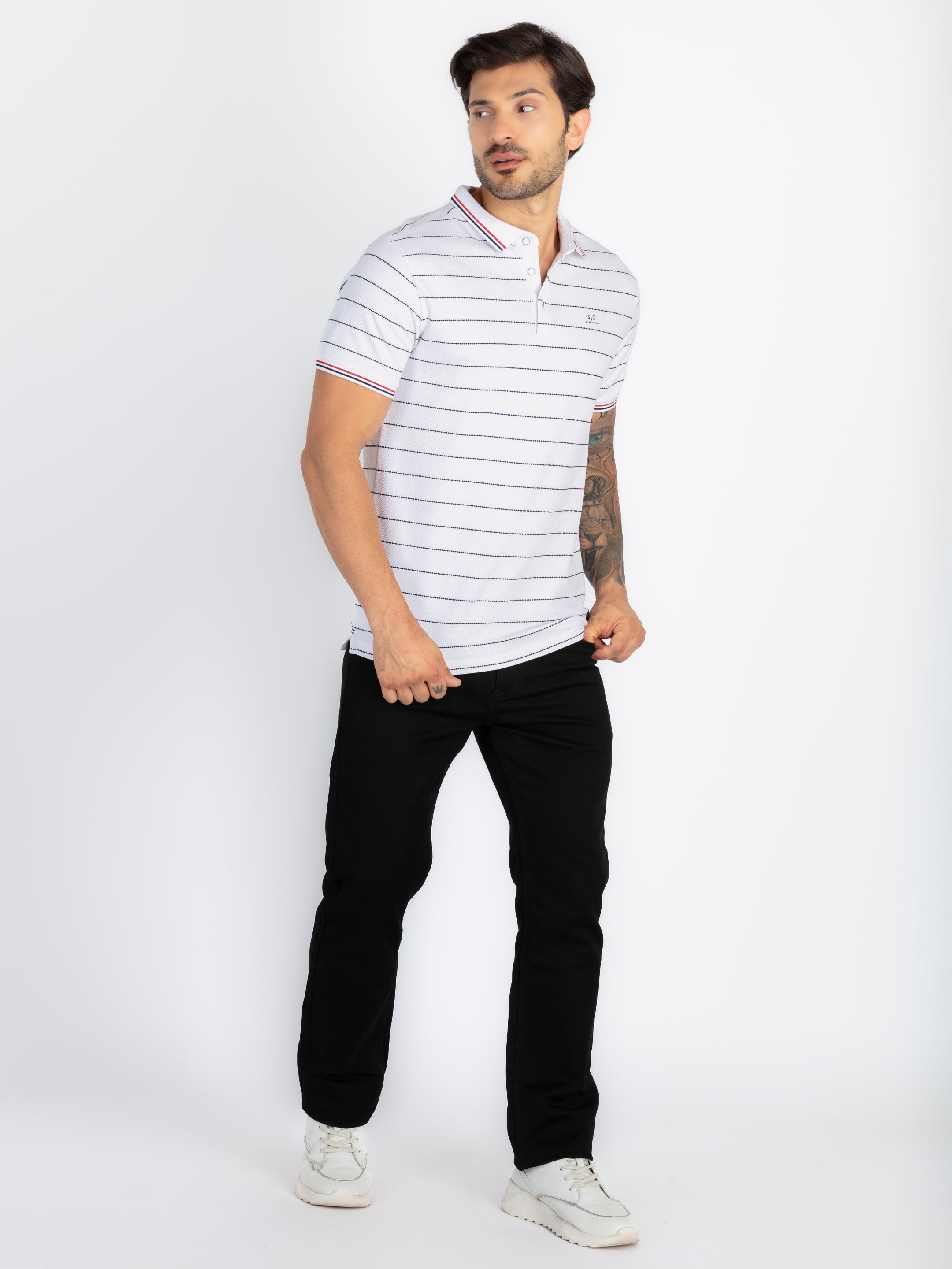 Mens Striped Polo T-Shirt