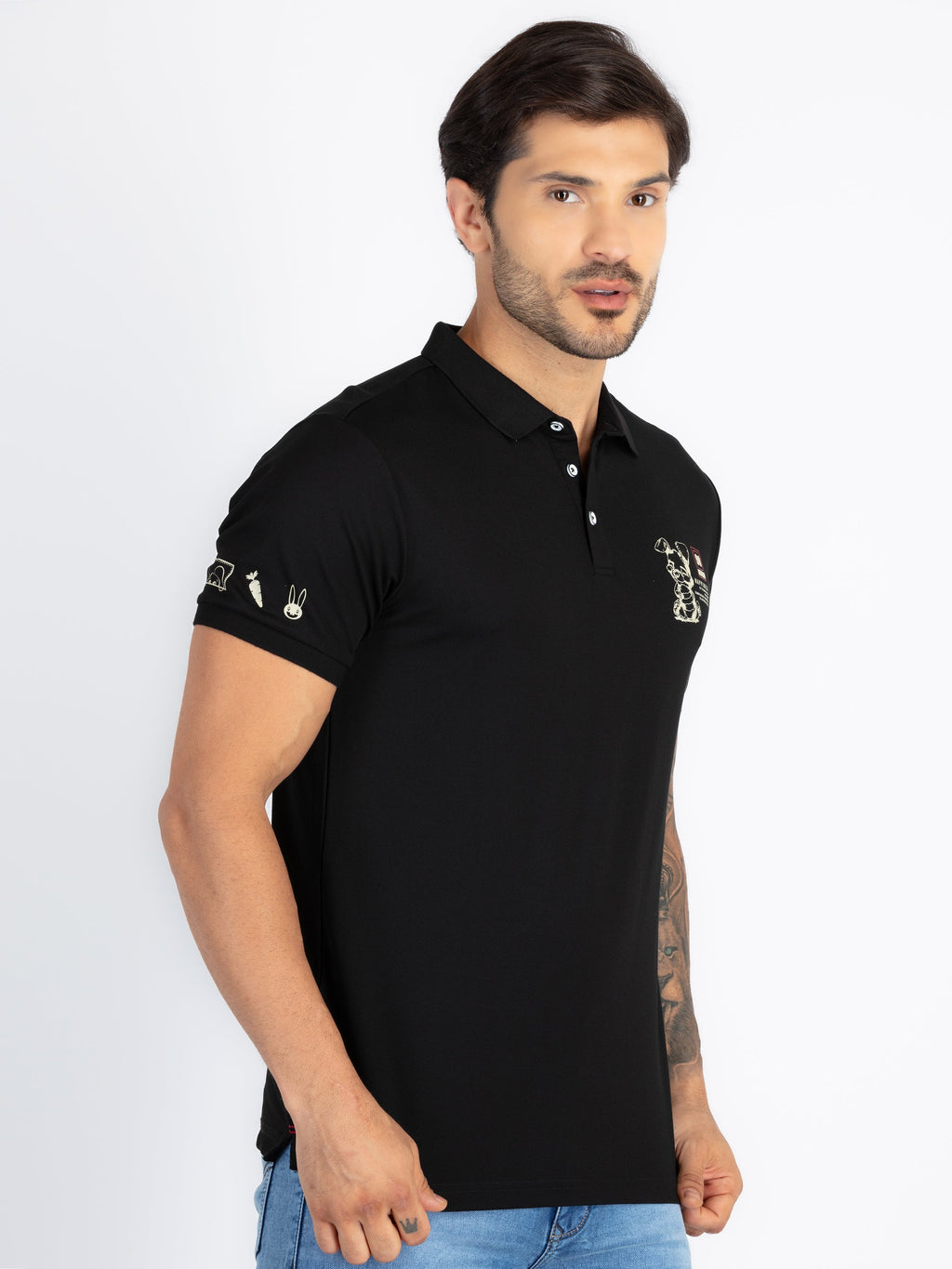Mens Front & Back Printed Polo T-Shirt