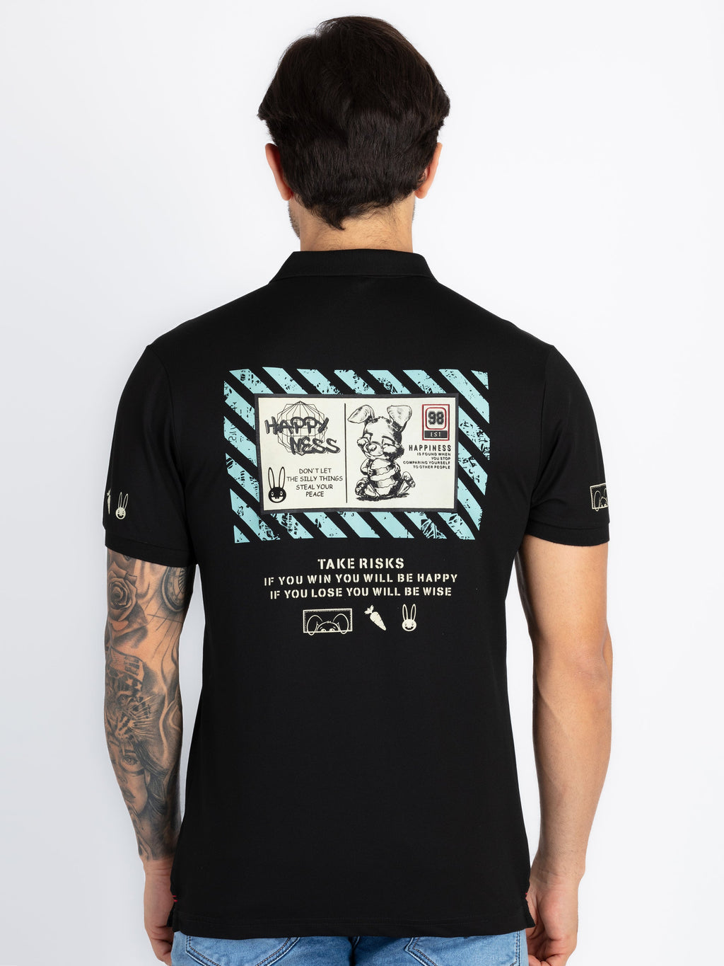 Mens Front & Back Printed Polo T-Shirt