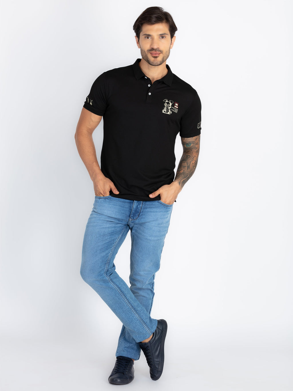Mens Front & Back Printed Polo T-Shirt