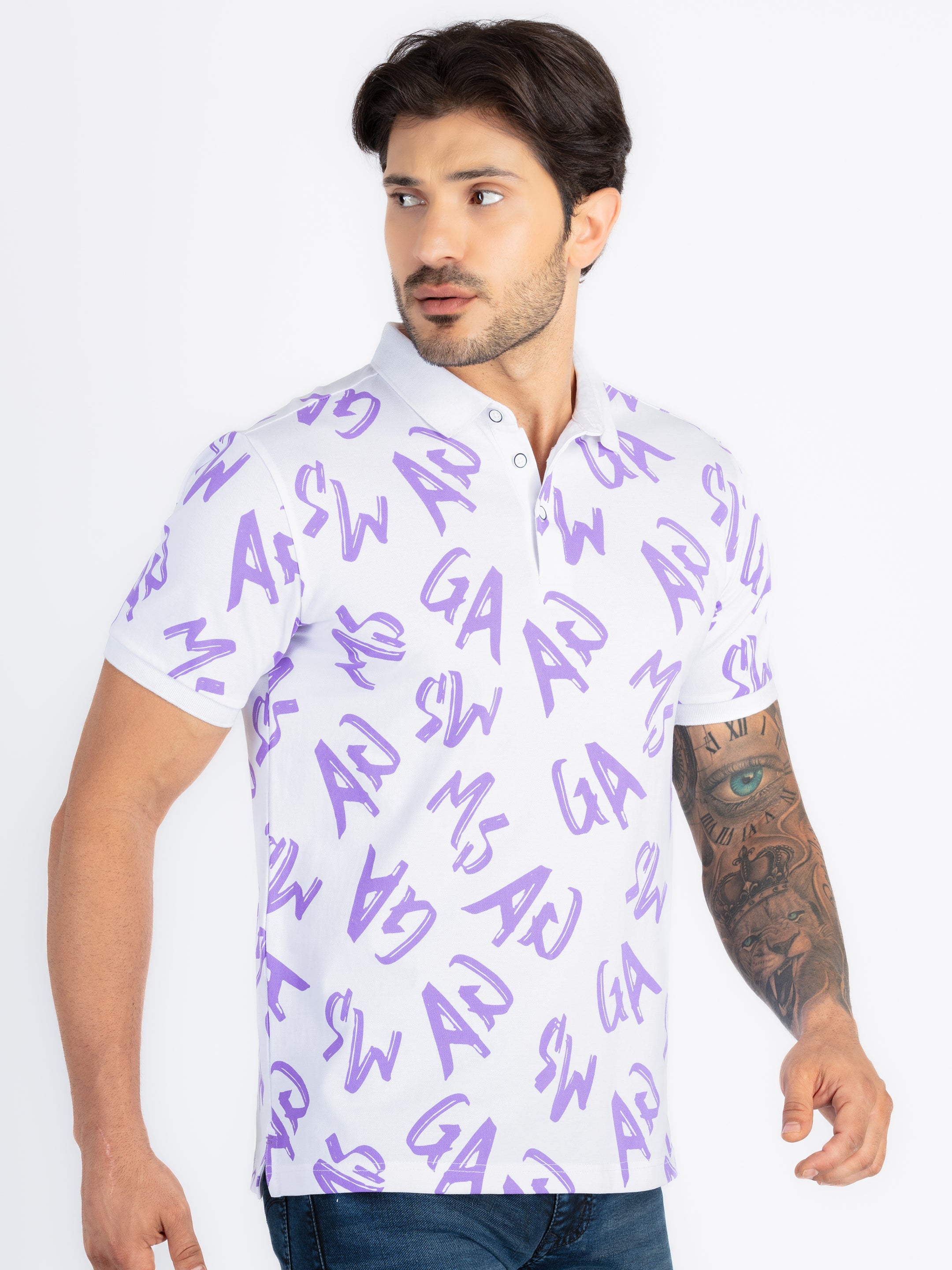 Mens All Over Printed Polo T-Shirt