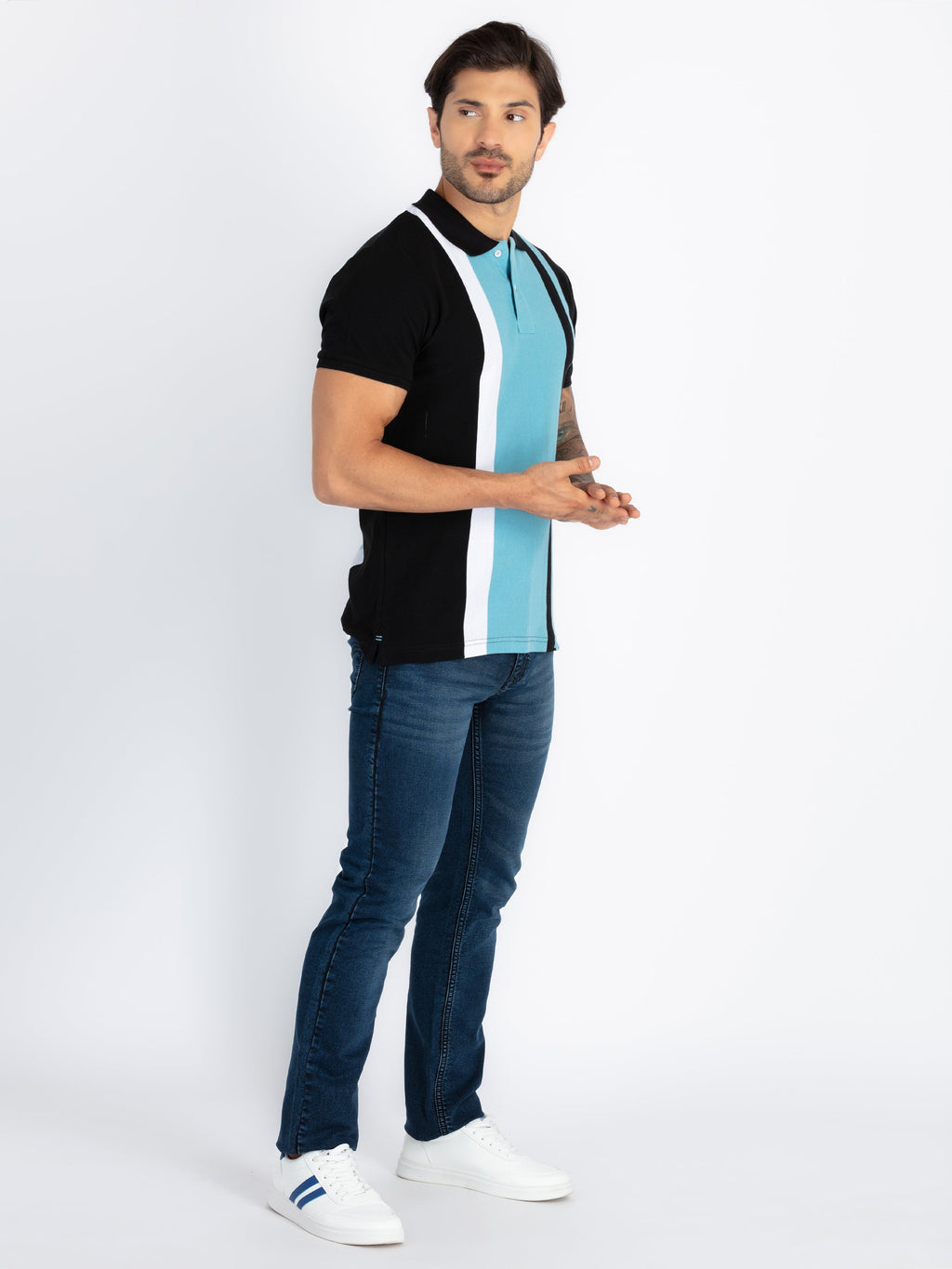 Mens Colourblock Polo T-Shirt