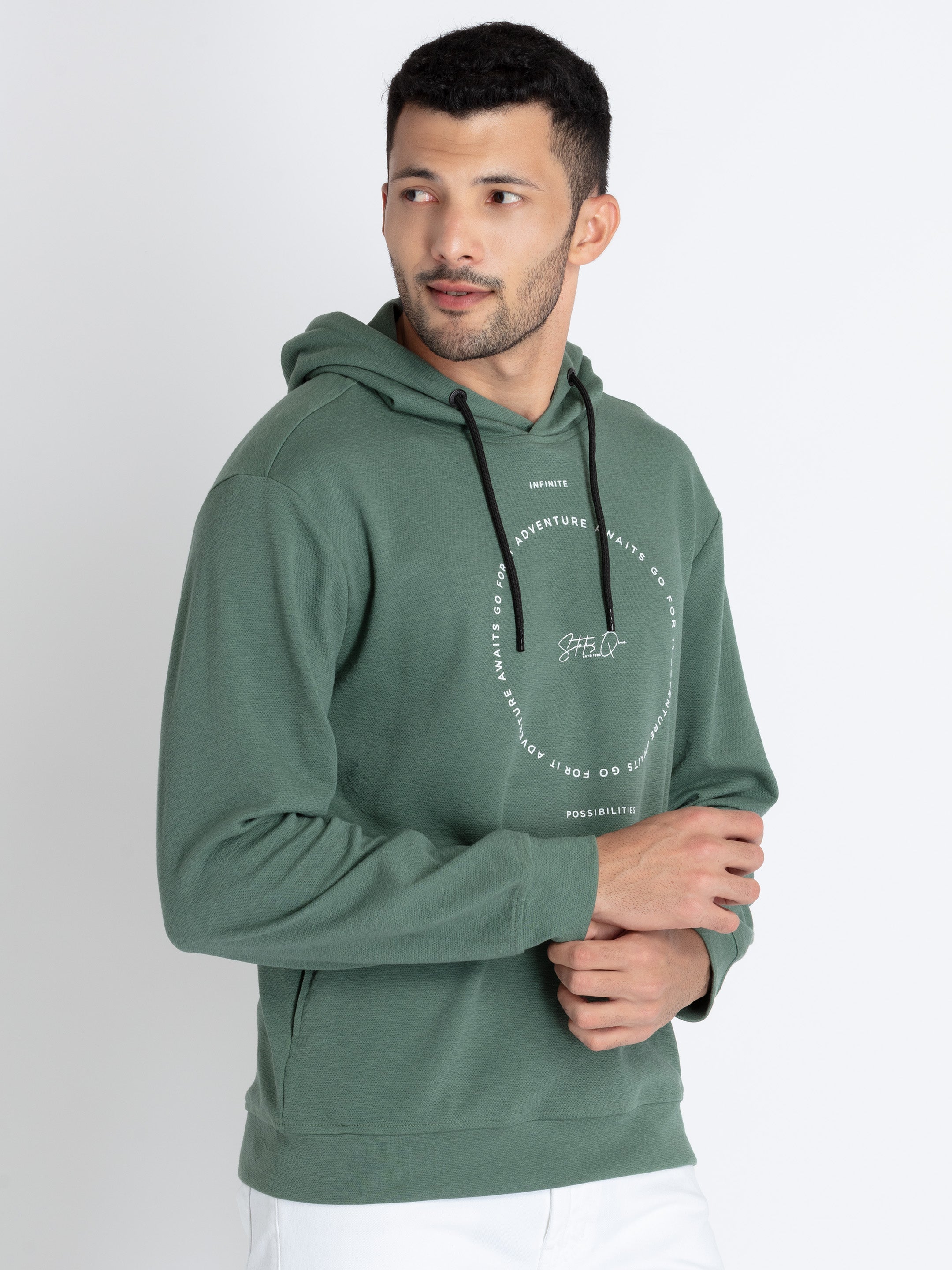 Mens Printed Hooded Lightweight Sweatshirt Secondary image