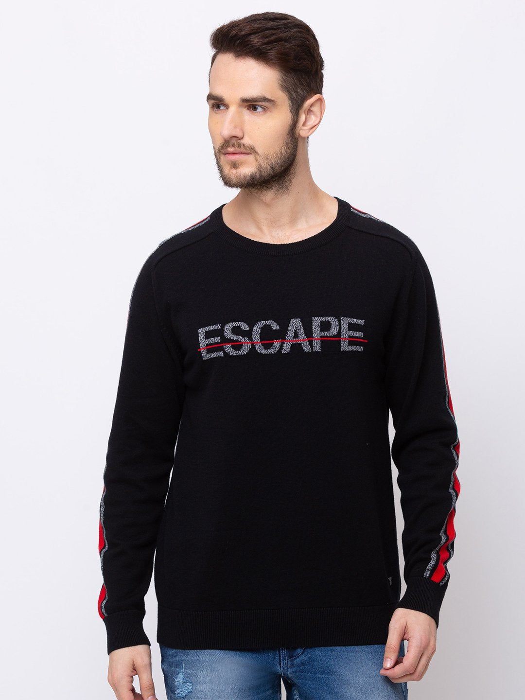 Status Quo |Black Round Neck Sweater - M, L, XL, XXL