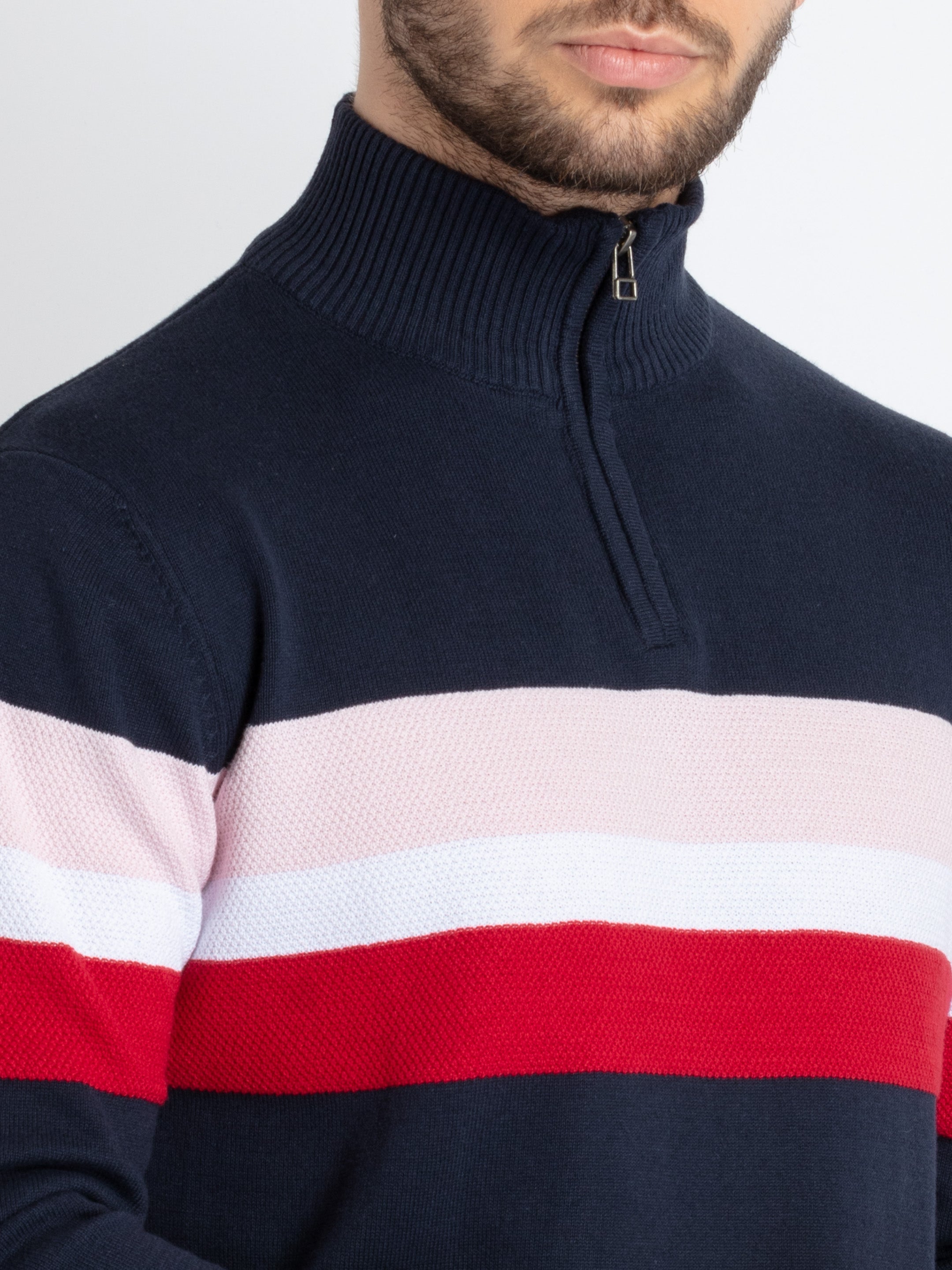 Mens Colourblocked High Neck Sweater