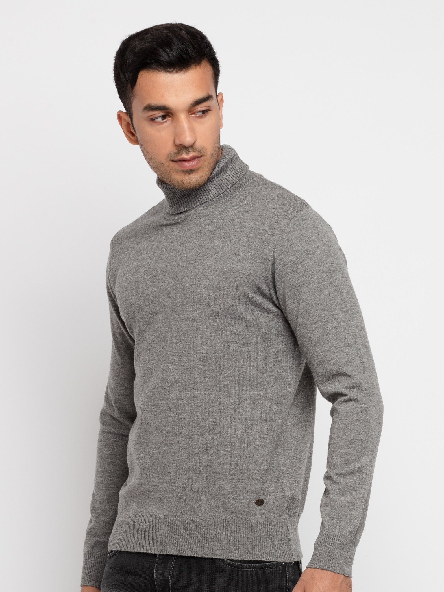 Mens Solid High Neck Sweater Secondary image
