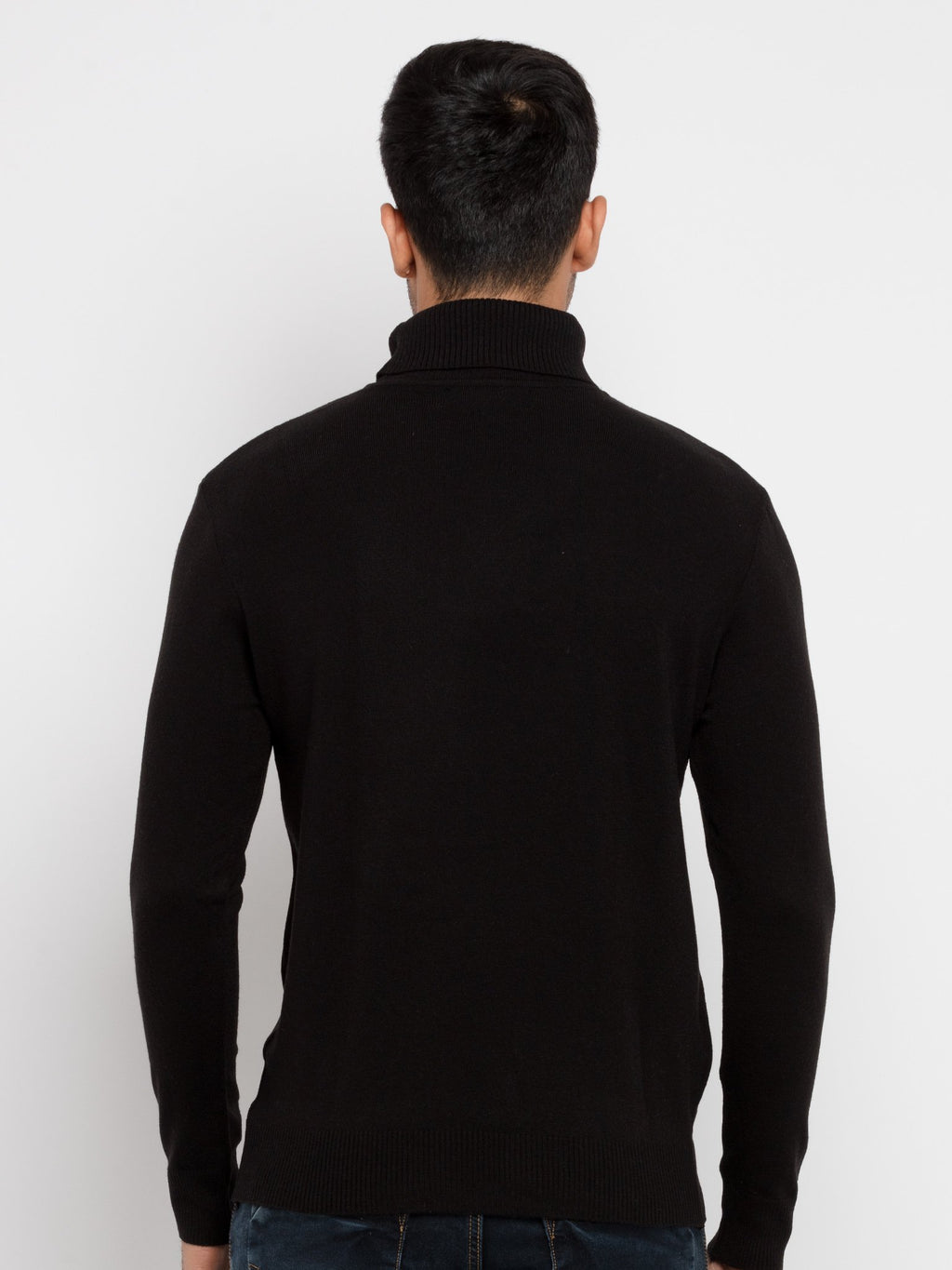 Mens Solid High Neck Sweater
