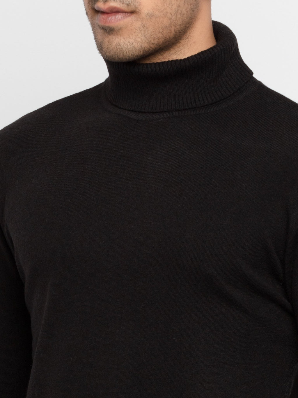 Mens Solid High Neck Sweater