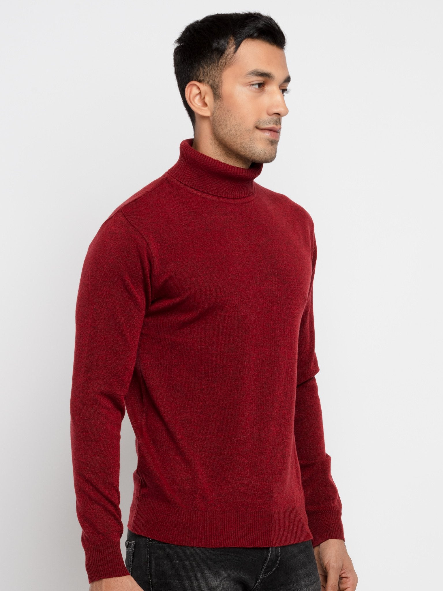 Mens Solid High Neck Sweater Secondary image