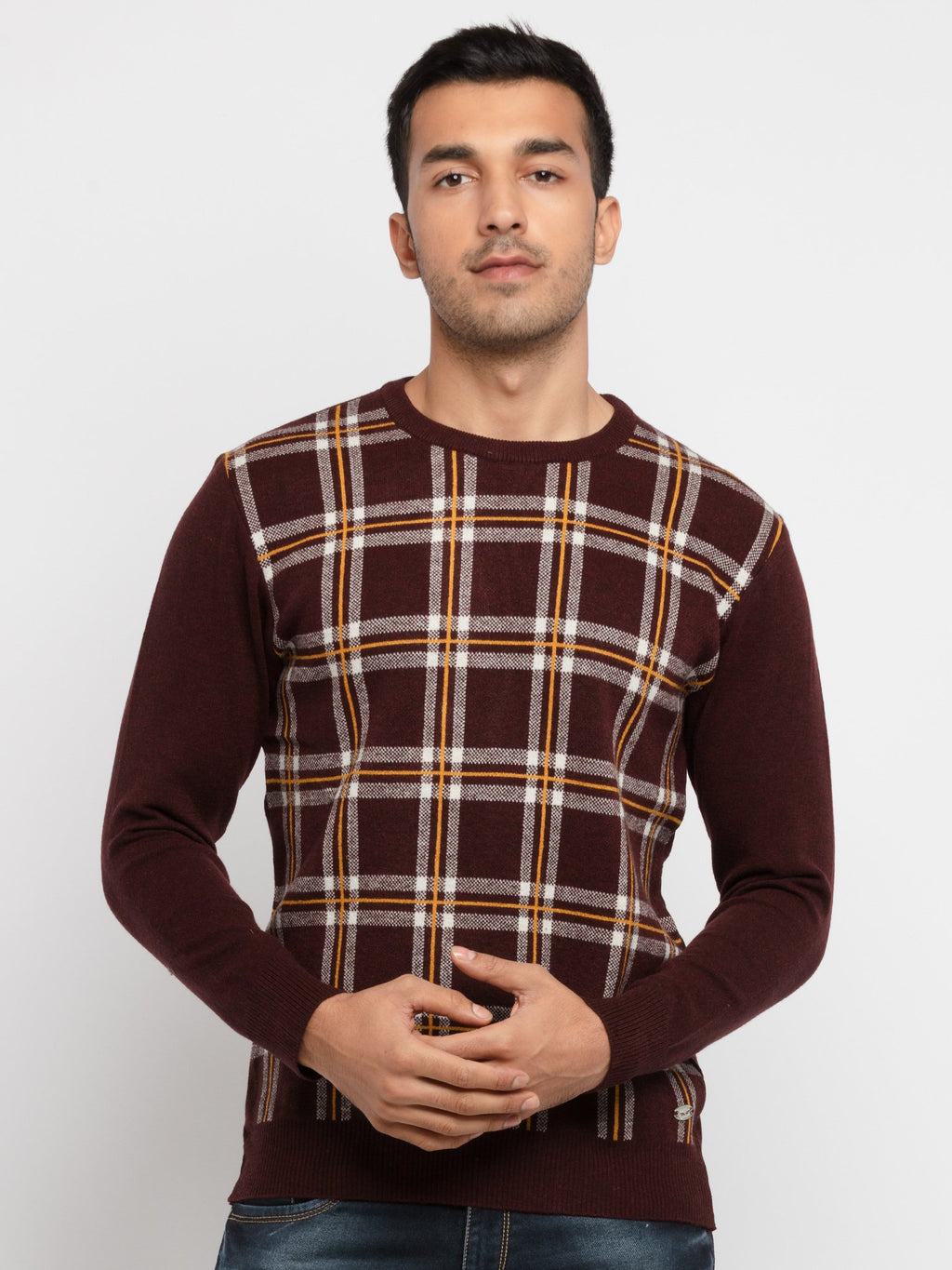checkered sweater