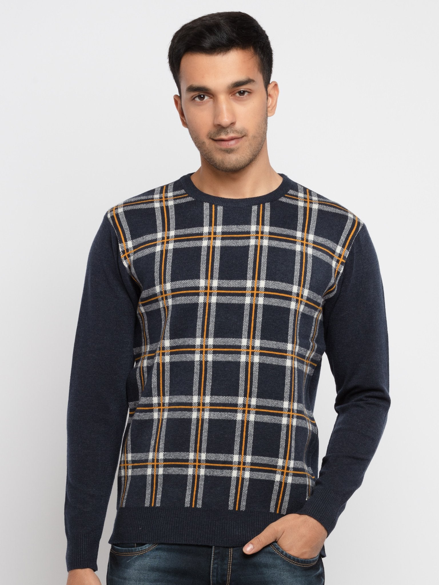 checkered sweater