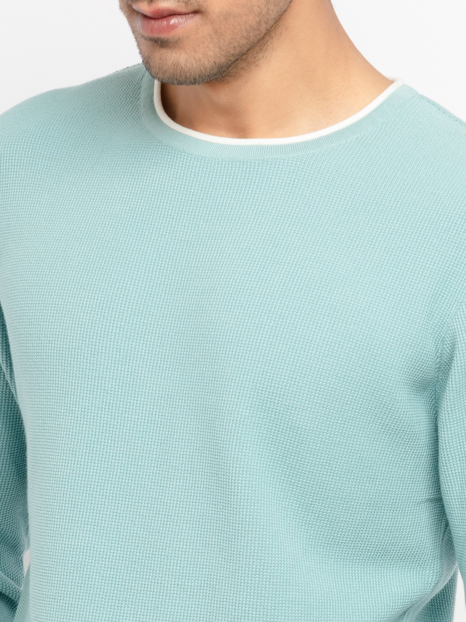 Mens Solid Round Neck Sweater
