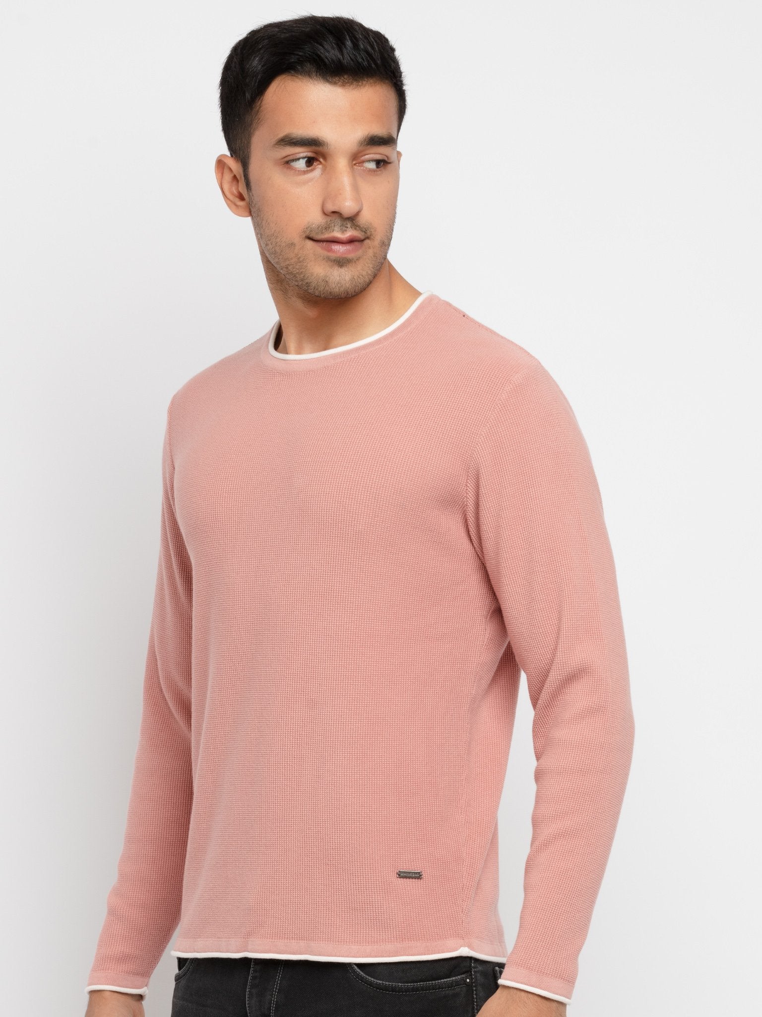 Mens Solid Round Neck Sweater Secondary image
